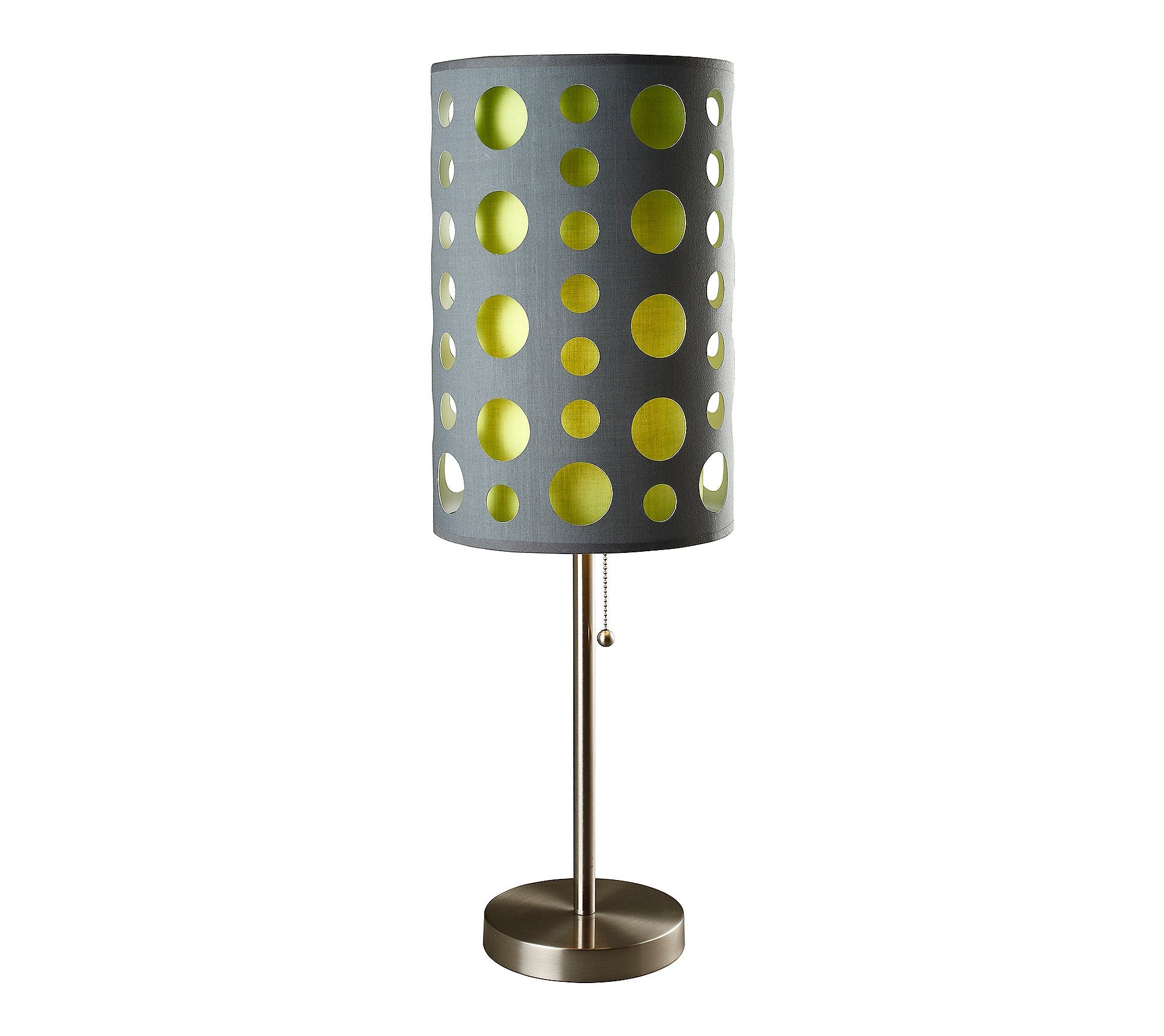 Ore International 33" Tall Metal Table Lamp With Gray And Green Shade In Silver
