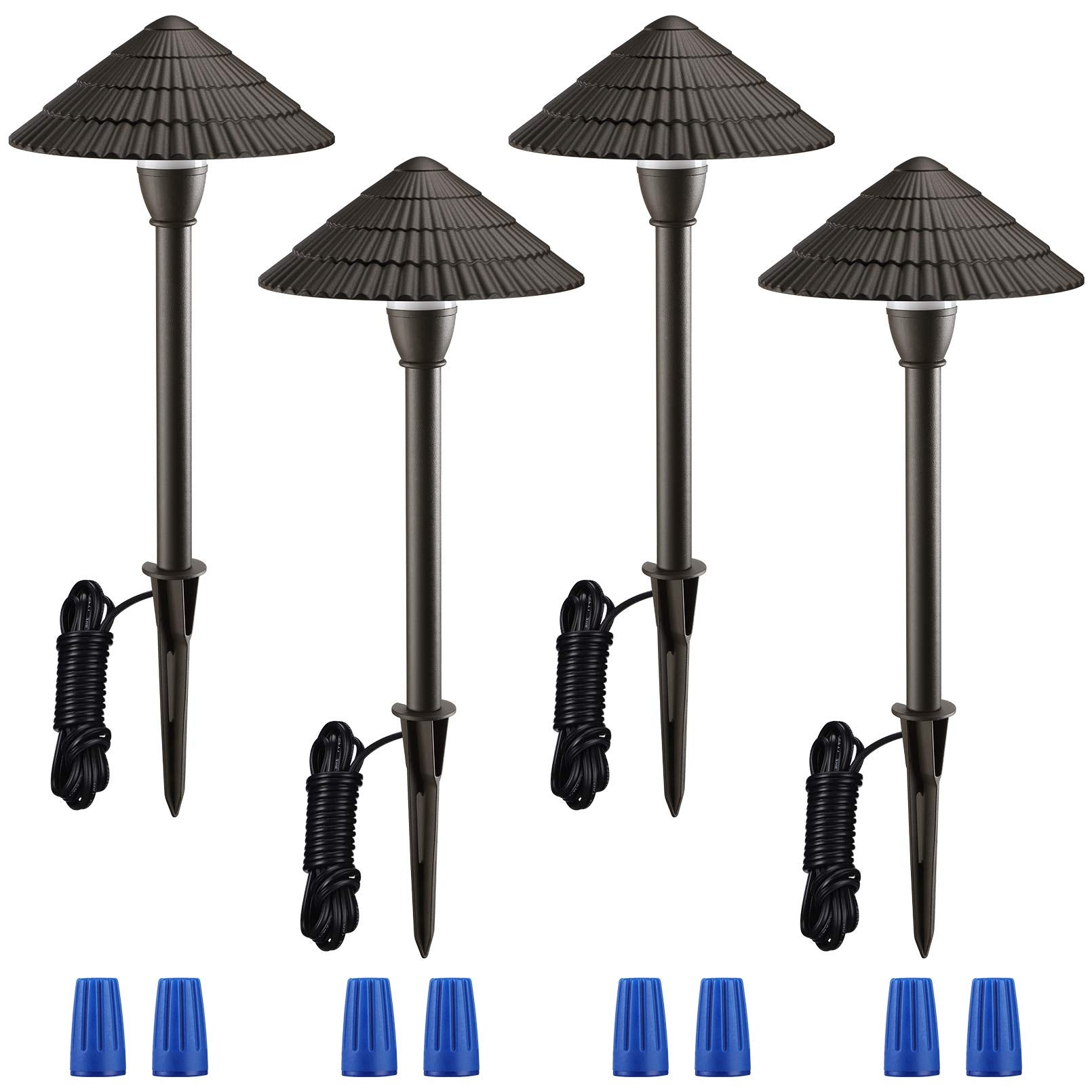 LEONLITE Low Voltage Landscape Lights, 3W 12V, IP65 Waterproof, Aluminum, Cool White 4000K, Pack of 4, Model 76860