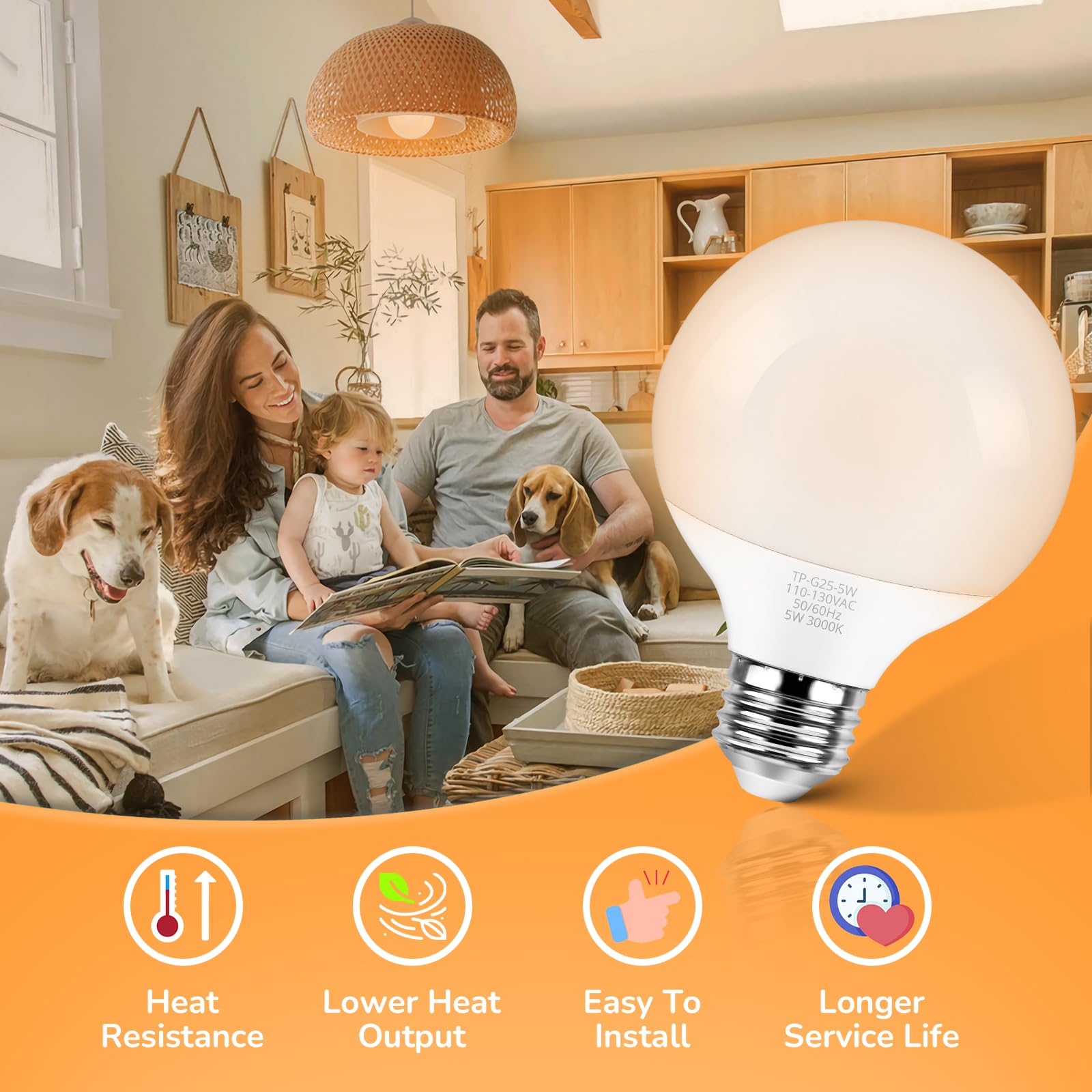 Maxvolador G25 Led Globe Light Bulb 60W Equivalent, Soft White 3000K E26 Vanity Round Bulbs For Bathroom Makeup Mirror, Non-Dimm