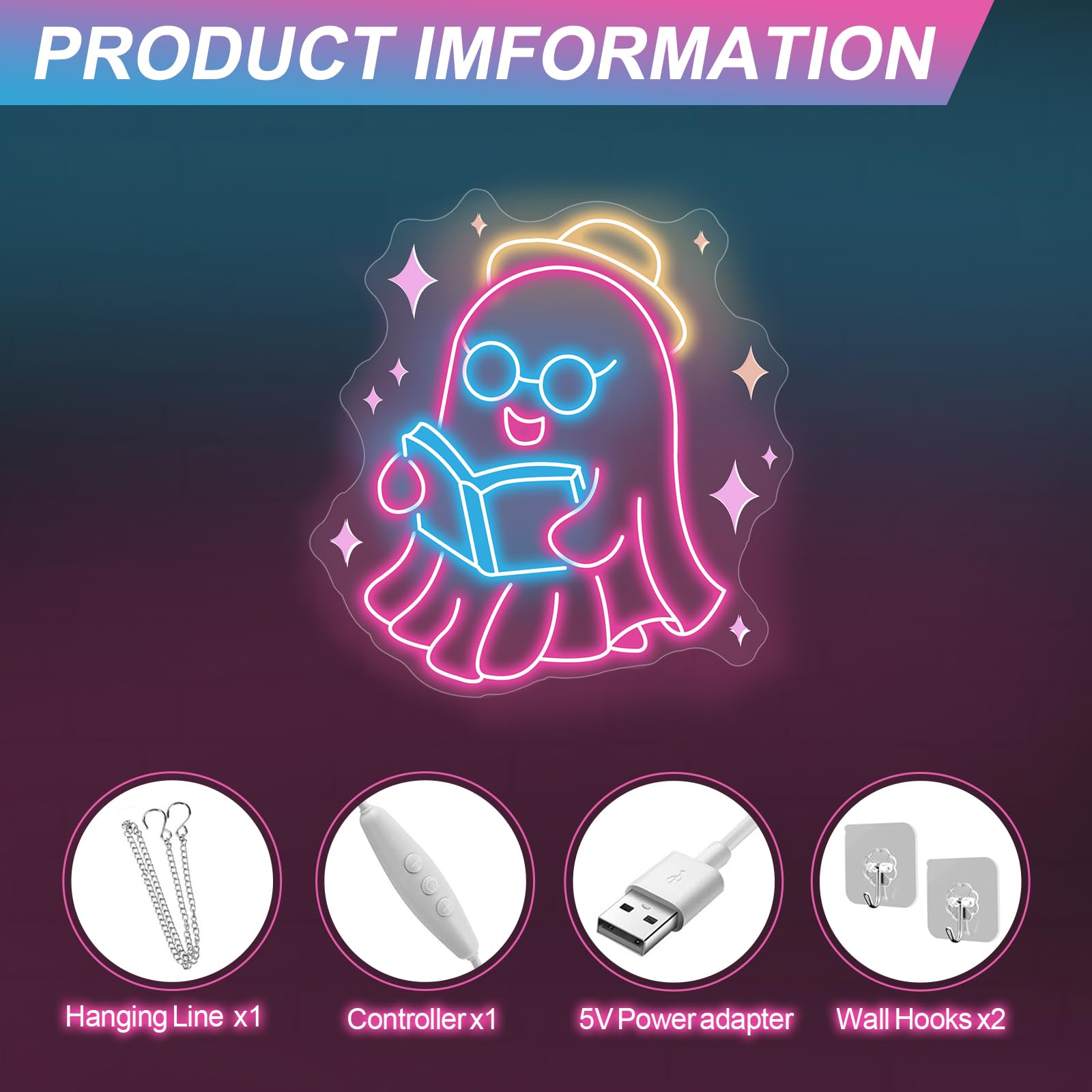 Ghosts Reading Neon Sign Spooky Boo Reading Sign  Ghosts Reading Sign  Spooks Reading  Book Lover Gift  Bookworm Room Decor  Back To School  13.8X13.2