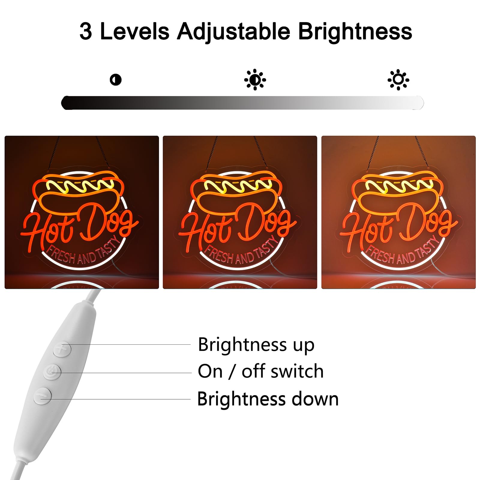 Jomobuty Hot Dog Neon Sign For Wall Decor Led Light Up Sign Business Signage For Home Kitchen Restaurant Bar Cafe Fast Food Shop Gift 14.6 X 12.6 Led Art Wall Hanging Decorative Lights