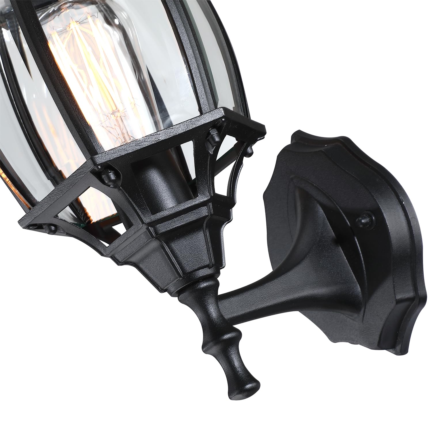 Faymart Lighting 2 Pack Black Outdoor Wall Lights, 16.8" Metal Lantern Sconce for Garage, Porch & Balcony, E26 Base