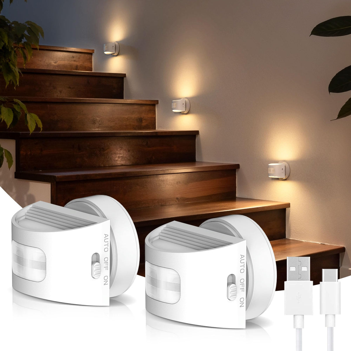 L LOHAS LED Motion Sensor Night Light, Rechargeable Stair Lights Indoo ...