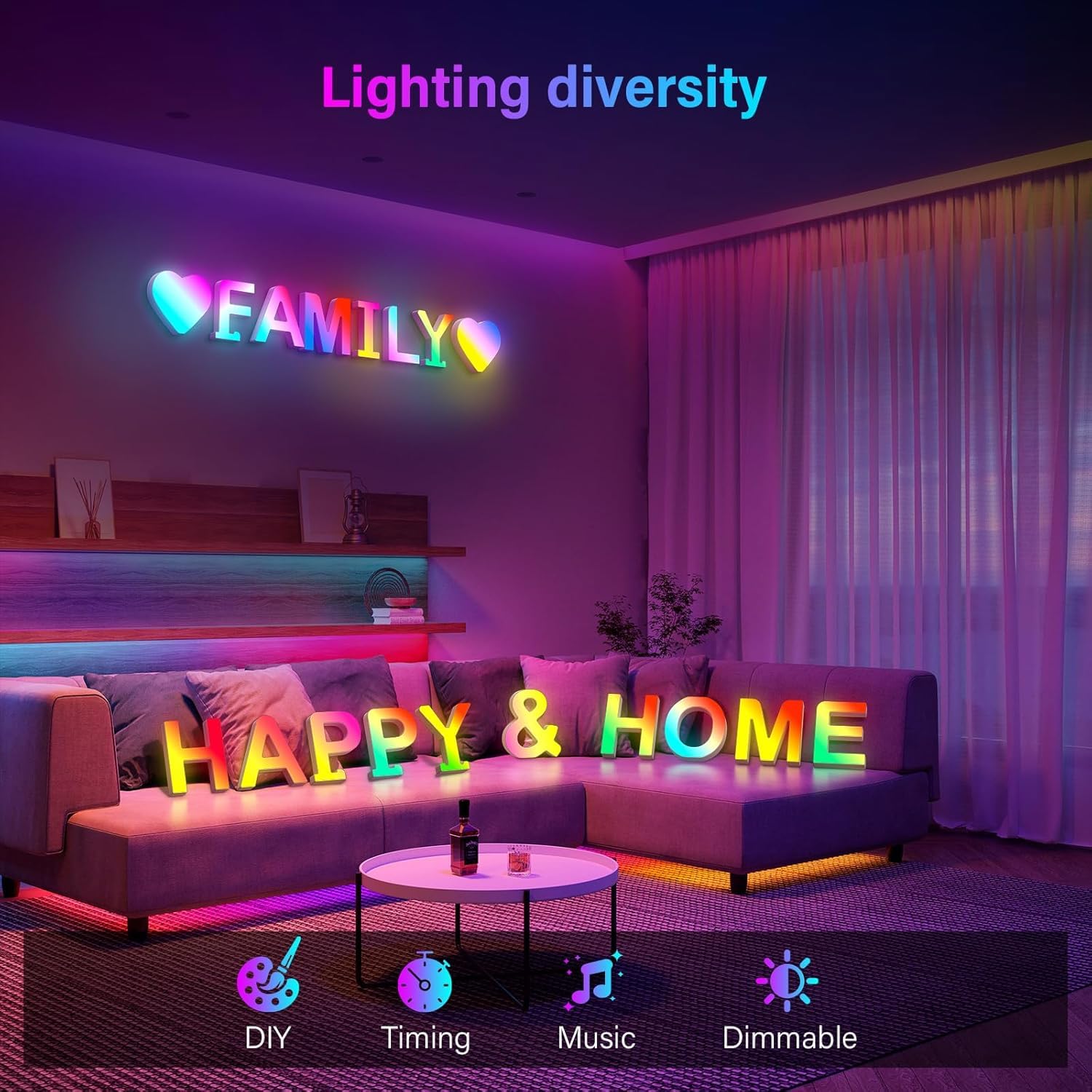 Kangtaixin LED Letter Light Sign, USB Powered, Color Changing, Model G201, Letter J