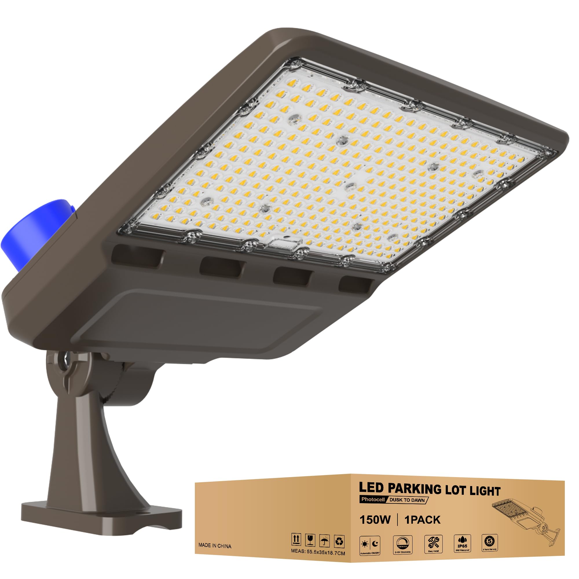Jc-Lgl Led Parking Lot Light, 150W Led Shoebox Light With Arm Mount, 21000Lm 5000K Daylight, Ip65 Waterproof Dusk To Dawn Parking Lot Light, Led Area Light For Parking Lot Sports Stadium