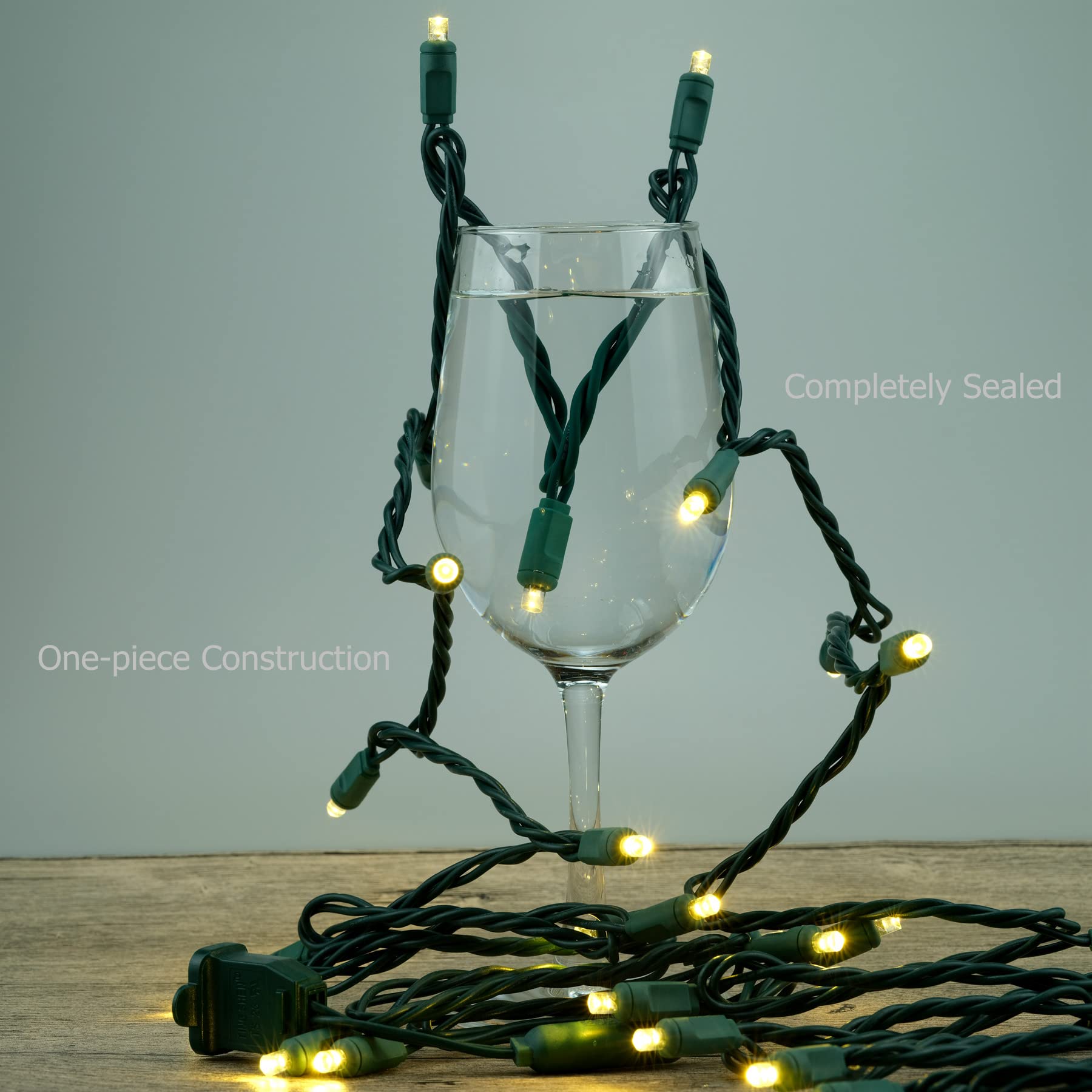 Yuletime Warm White 5Mm Led Christmas Lights, 33 Ft 100 Count 4'' Spacing One-Piece High Waterproof Wide Angle Ul Certified Stri