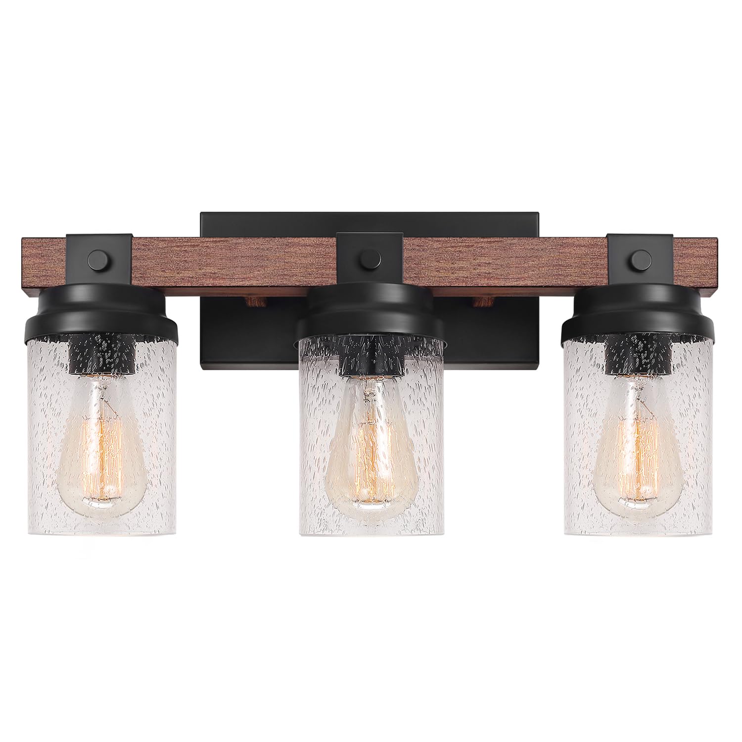 ZSMIHDOH 3-Light Farmhouse Vanity Light Rustic Over Mirror Bubble Glass 3 Light