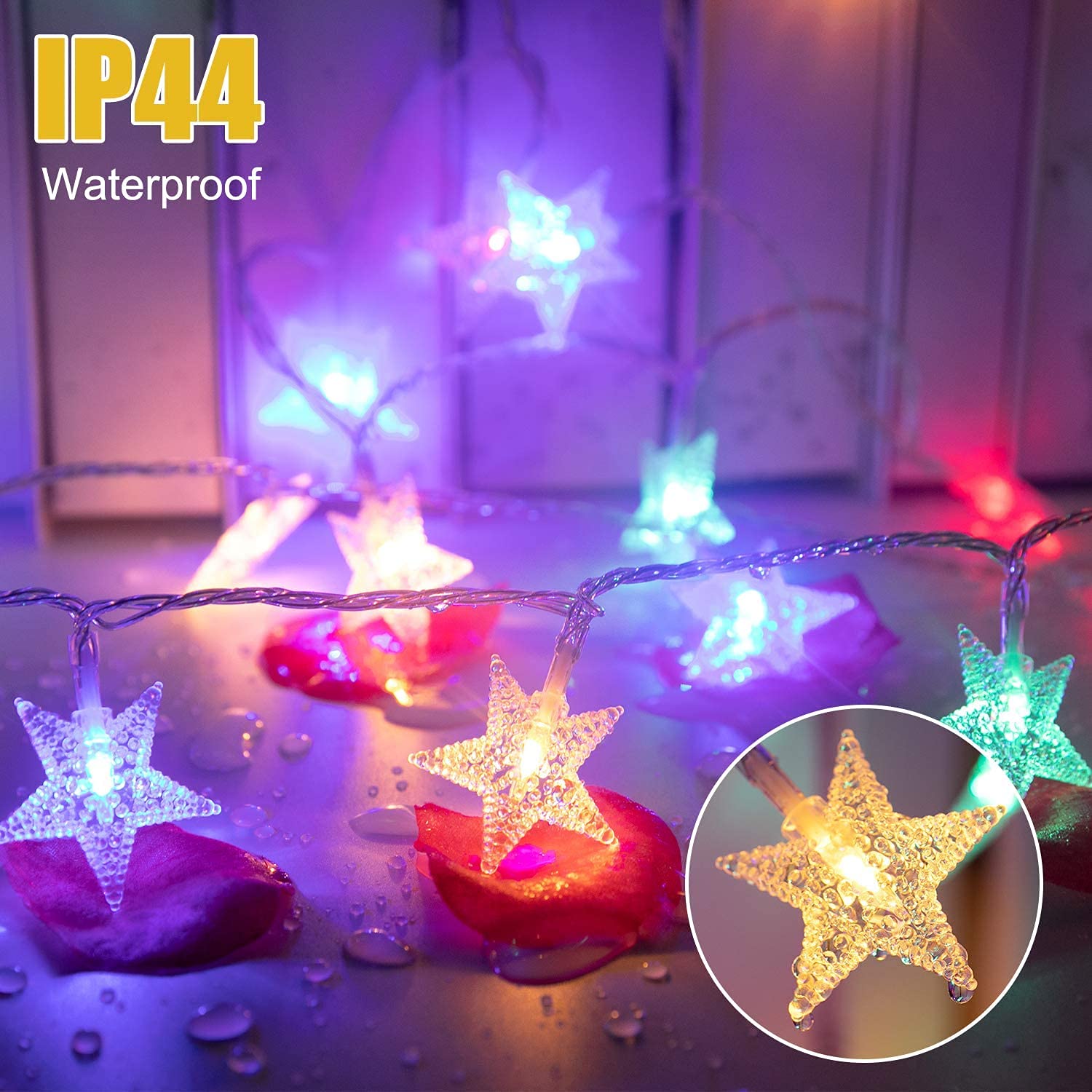 Minetom Star String Lights - 100 LED USB Color Changing, Waterproof, 33 ft, Warm White, Remote & Timer for Parties & Decor