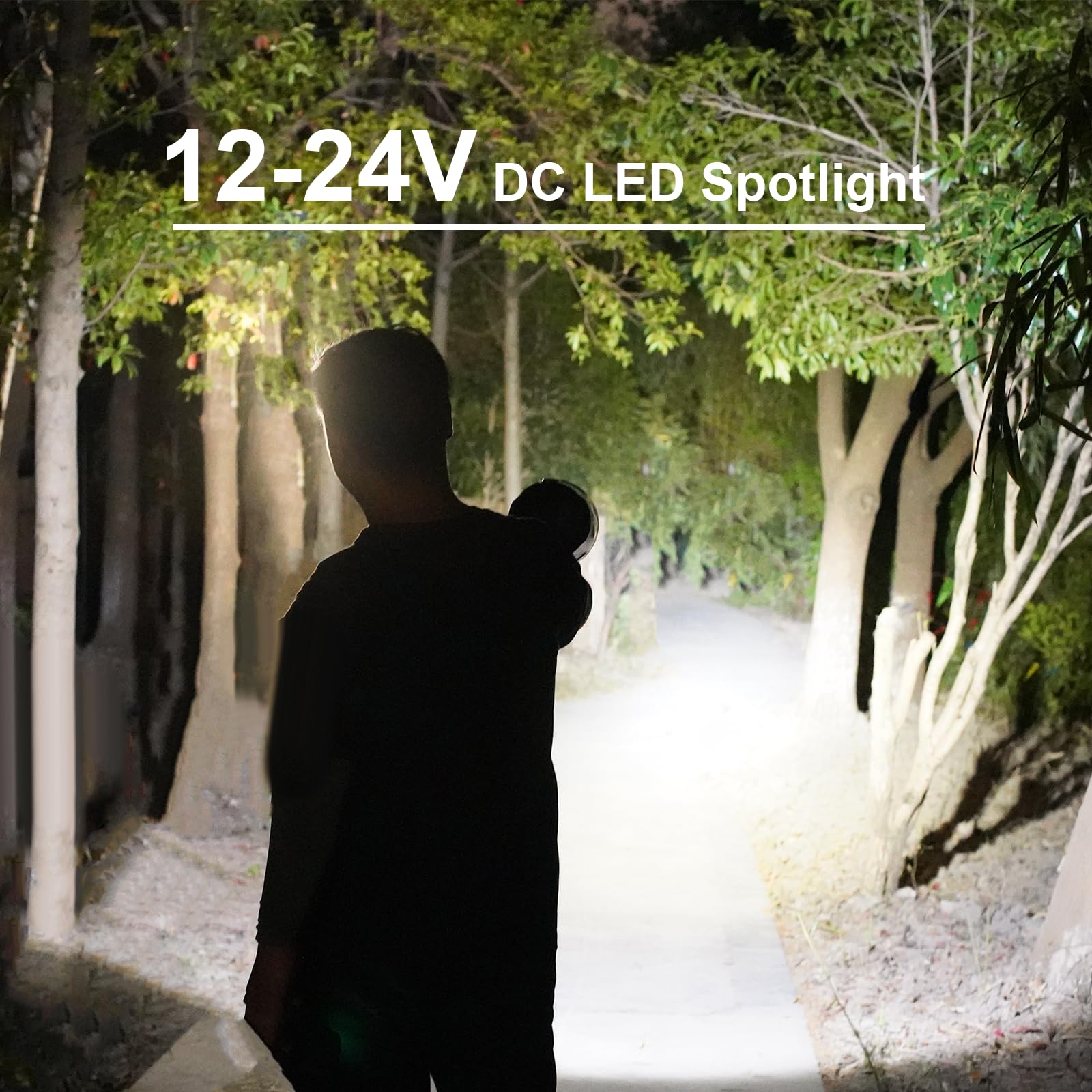 GOODSMANN 12V LED Handheld Spotlight - 2000 Lumen, Black, Model 9212-89401-01A, Ideal for Boat and Hiking Use