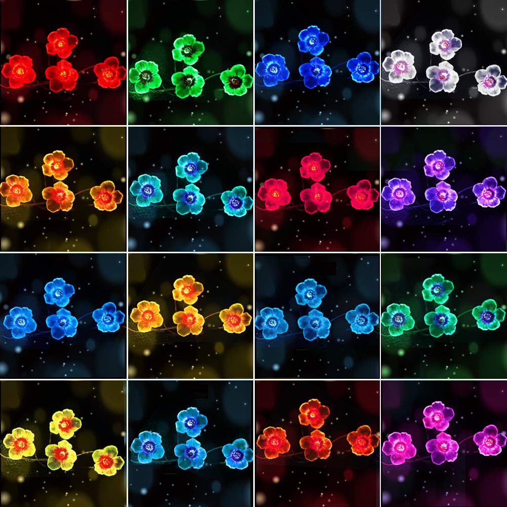 Omika Multicolor Flower Lights Cherry Blossom String Lights Battery Operated & Usb Powered, 13Ft 40Led Fairy Lights With Remote Timer Decorative Lights For Nursery Girls Bedroom Dorm Wedding Décor