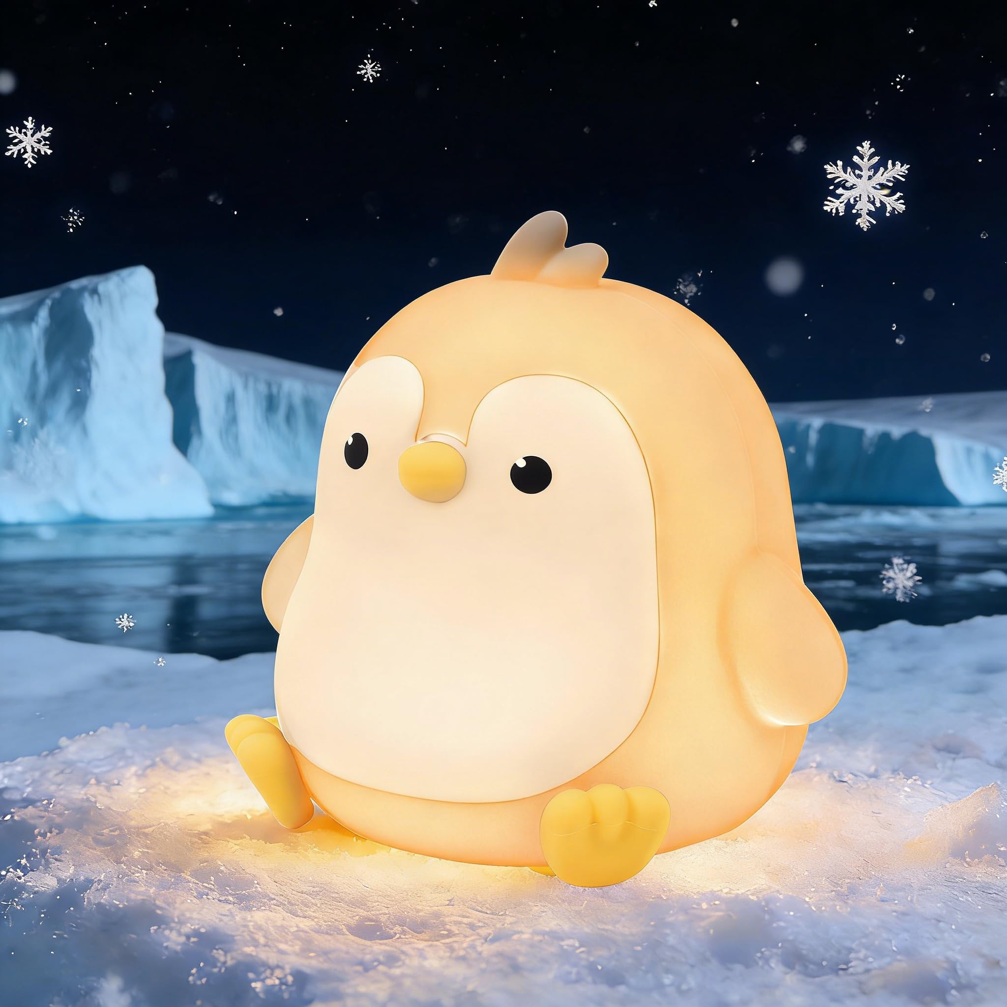 Squishy Penguin Night Light with RGB Mode Cute Chubby Penguin Light 3 Brightness Adjustable Nursery Breastfeeding Nightlight Rec