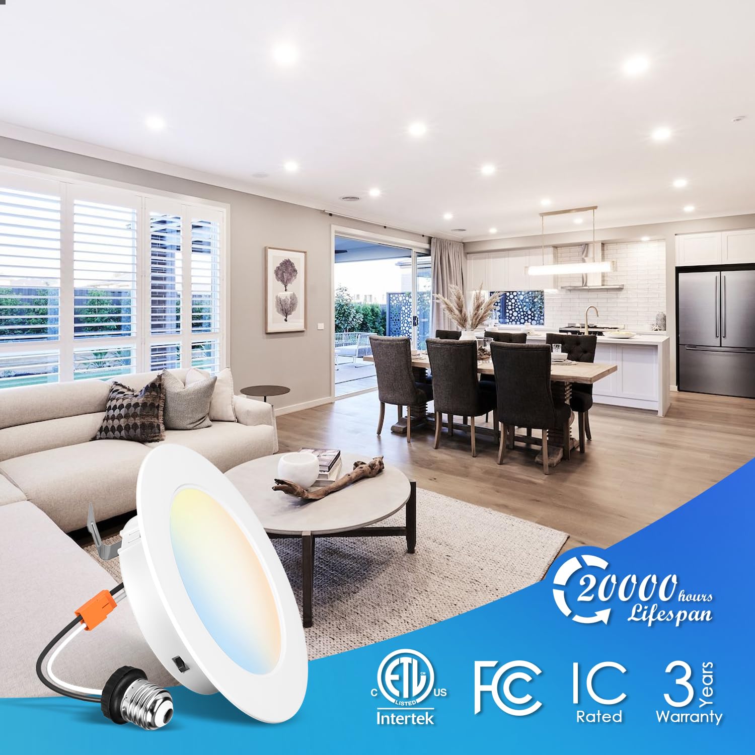 Lvwit Led Recessed Light 4Inch  Can Lighting With White Cover  Color Selectable Dimmable Downlight With E26 Conversion Kit  12 Pack