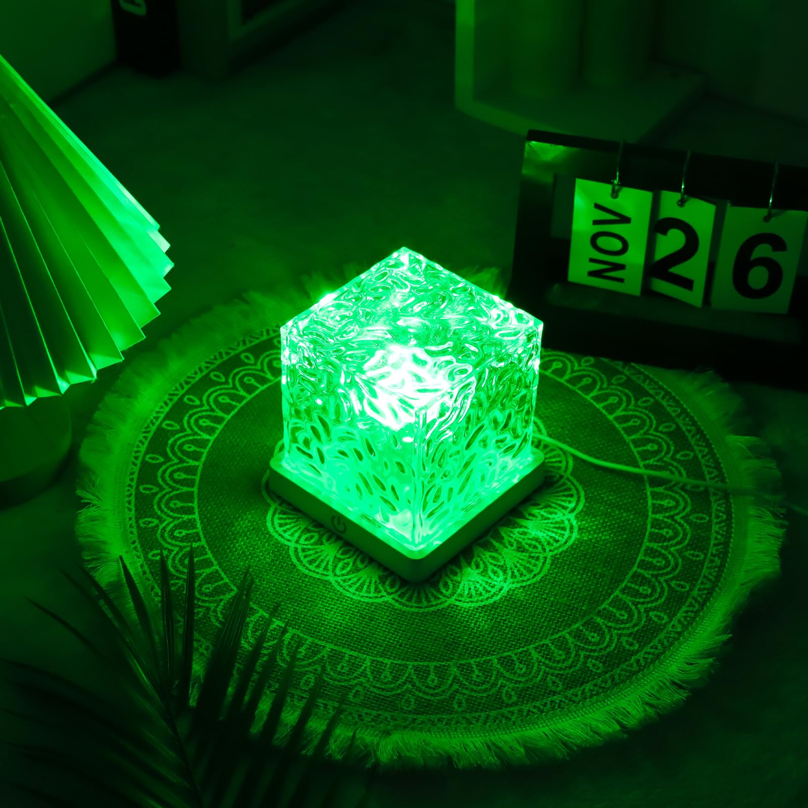 Qbanziou Ocean Wave Projector Light  16-Color Cube Water Lamp  3D Holographic Water Ripple Romantic Ambient Lighting For ChildS Room Aurora Night Light Birthday And Christmas Gifts For Children