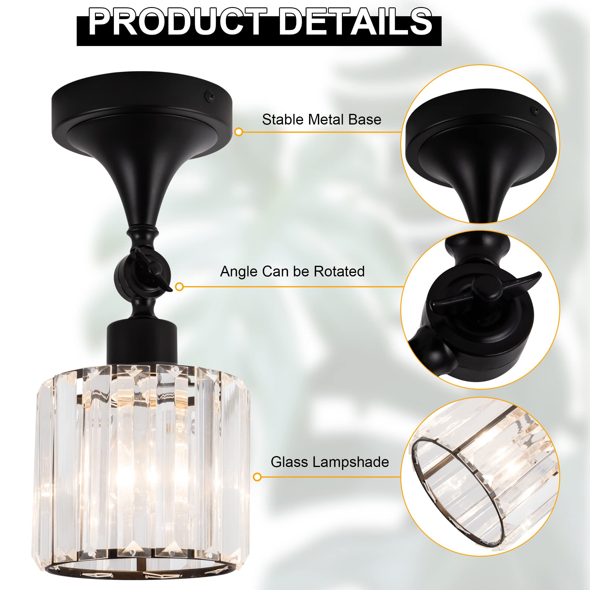 Edzemuwa Flush Mount Ceiling Light Fixture Modern Black Entryway Light Fixtures Farmhouse Lighting For Porch Hallway Kitchen Bedroom