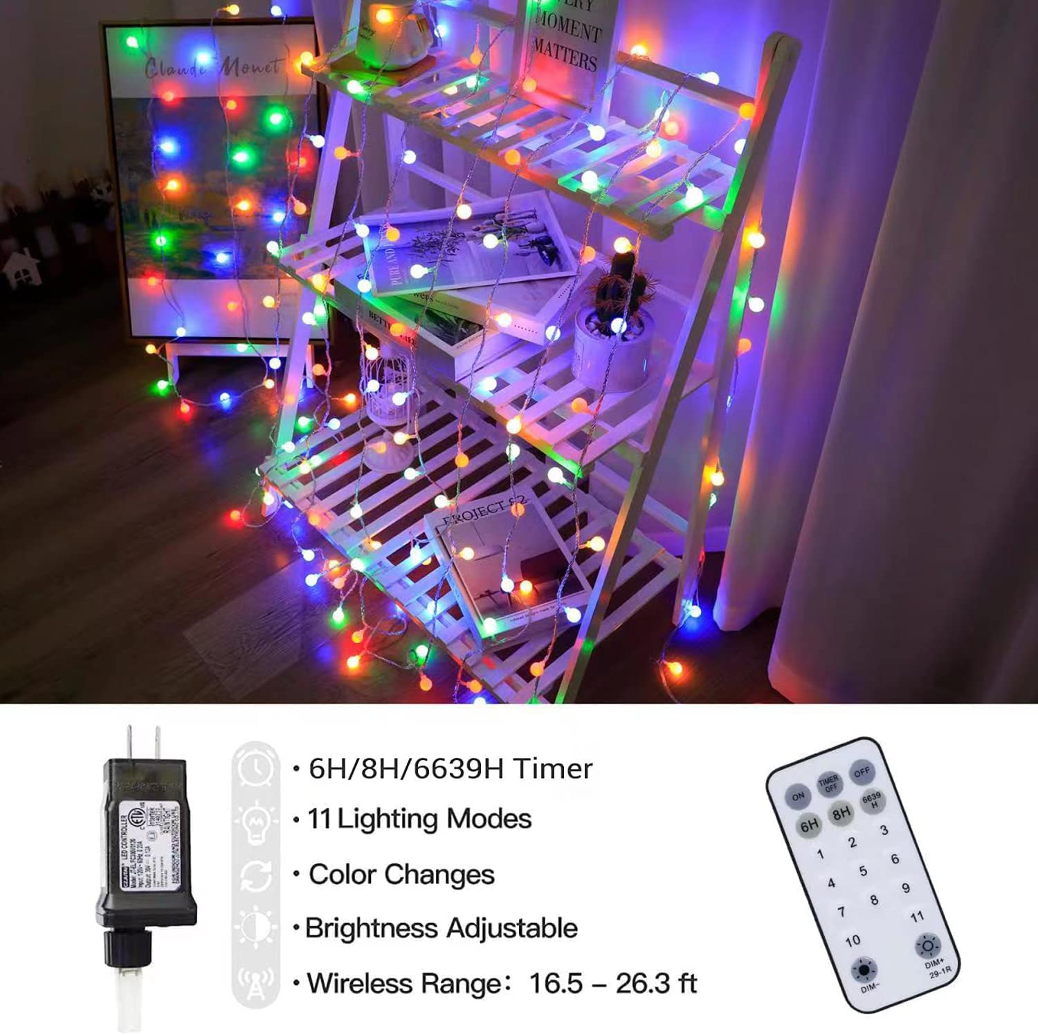 Bailongju Globe String Lights 115 Feet 200 Led,Plug In Fairy String Lights With Remote Timer Extendable, 11 Modes Indoor Outdoor