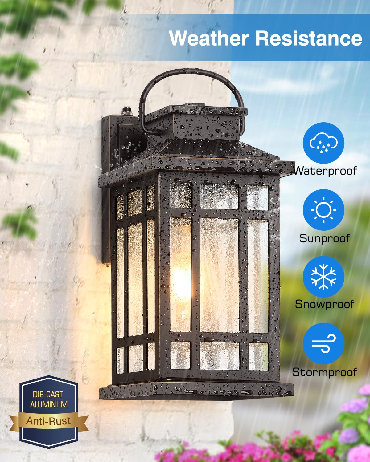 OPAXIS Outdoor Lighting - Dusk to Dawn Sensor, Oil Rubbed Bronze, Aluminum, Model P81603, Easy-to-Install, Waterproof Exterior Light Fixture