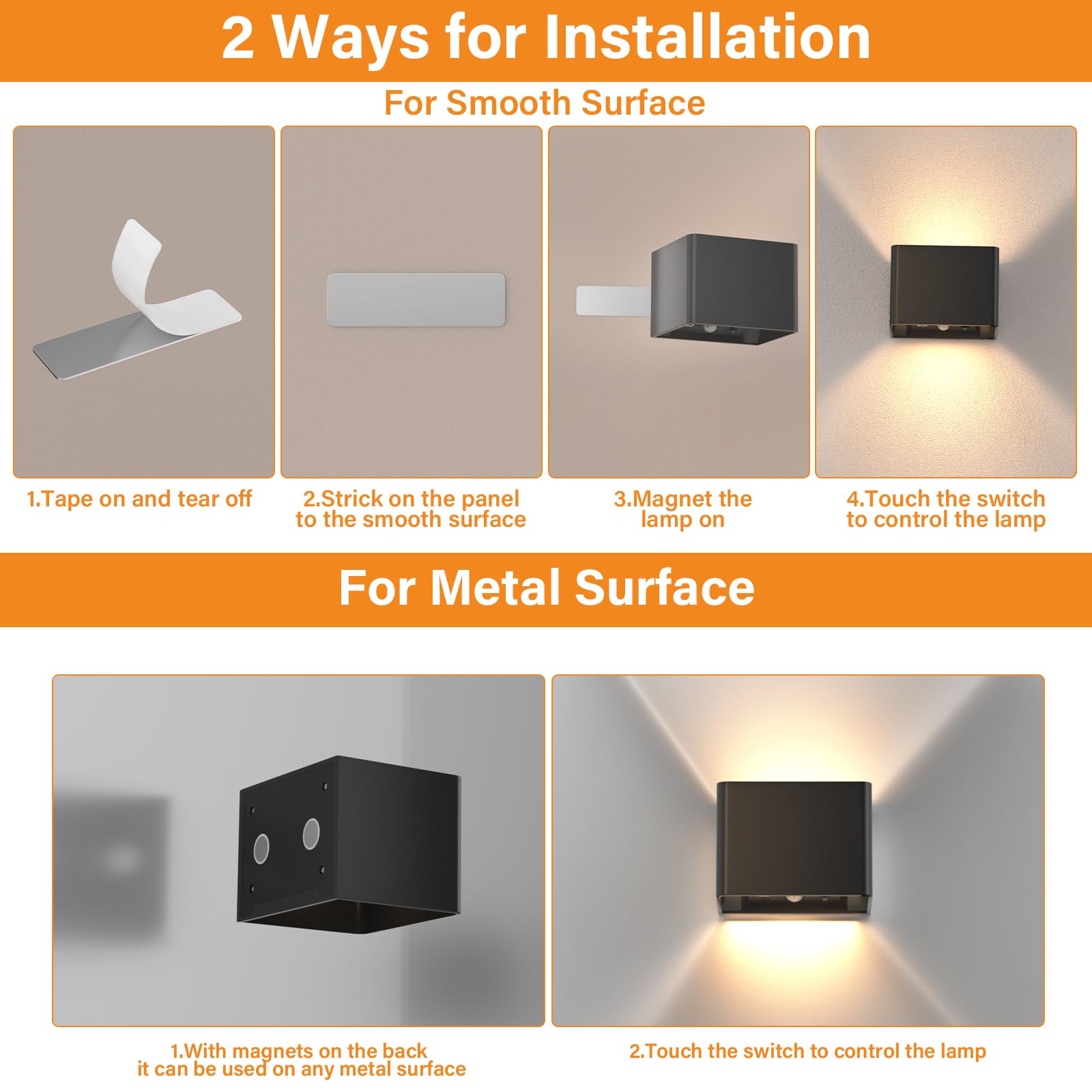 DUMILOO Motion Sensor Wall Light, Rechargeable, Dimmable, 3 Colors, Indoor LED Sconce for Living Room, Bedroom, Stair