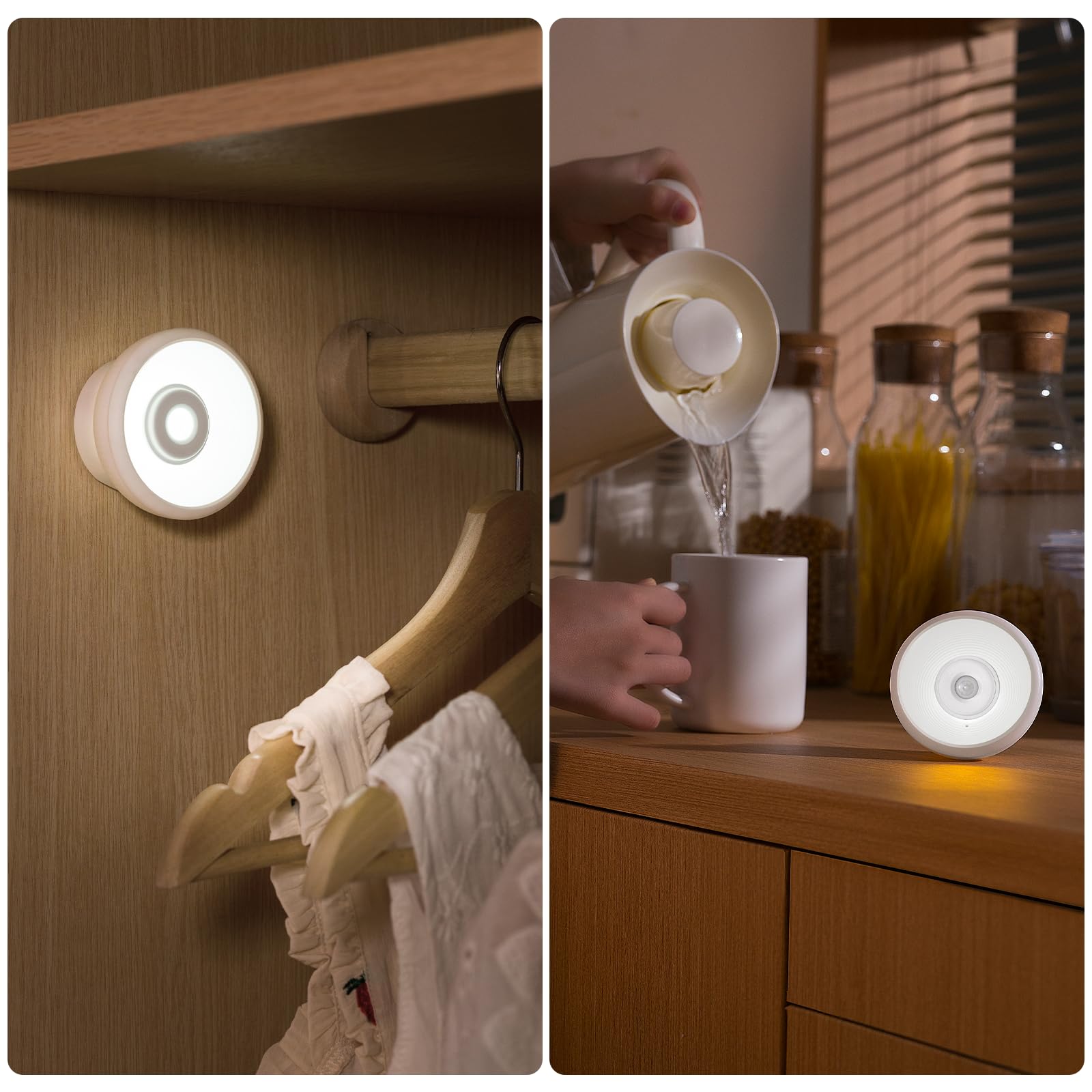 AuroraNiteBeam 2 Pack Rechargeable Motion Sensor Light Indoor, Wireless Under Cabinet Lighting LED Lights for Bedroom/Bathroom/K