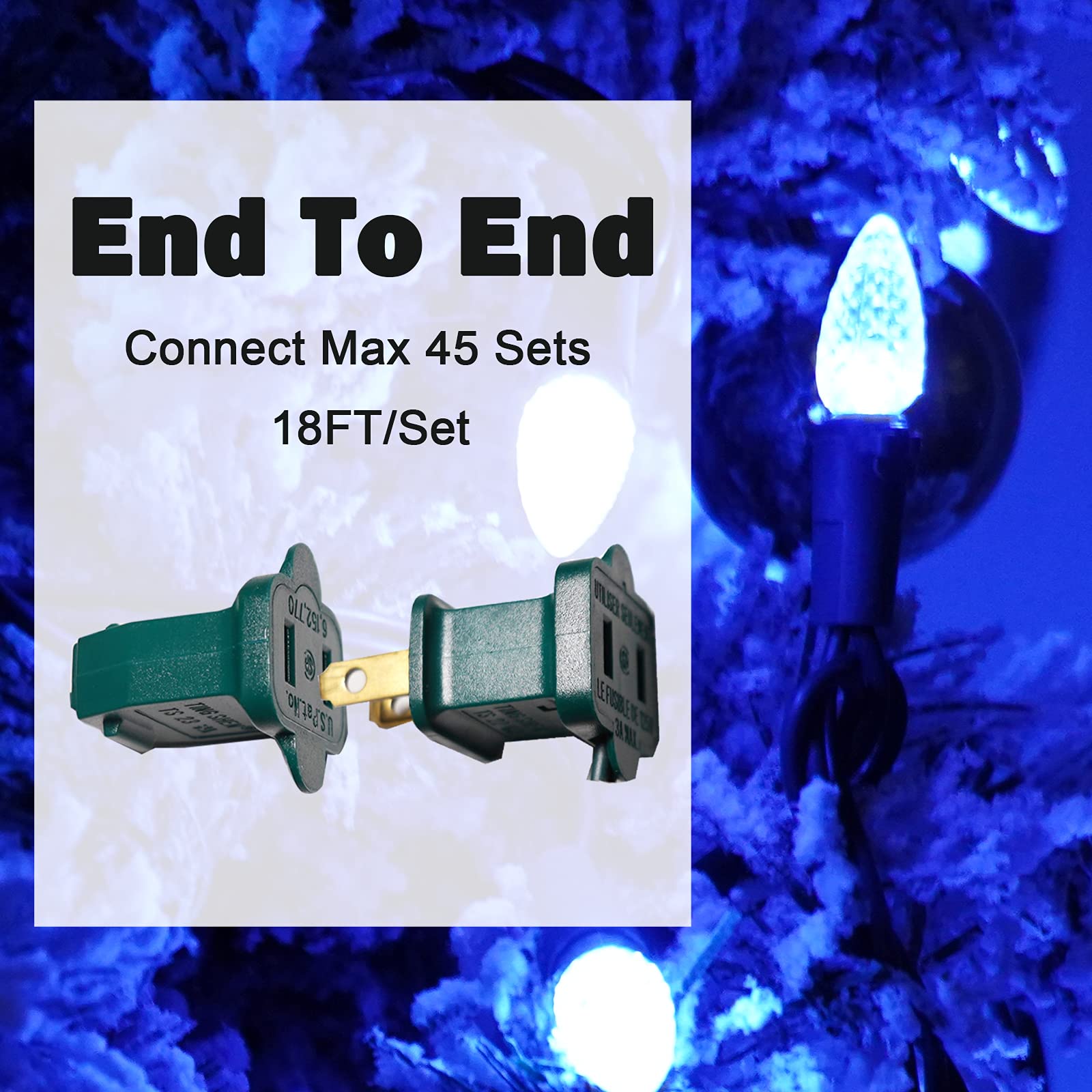 FOMOMDI C3 Outdoor Christmas Lights, 50 LED, 18Ft String Lights, Commercial Grade, Blue-50LED