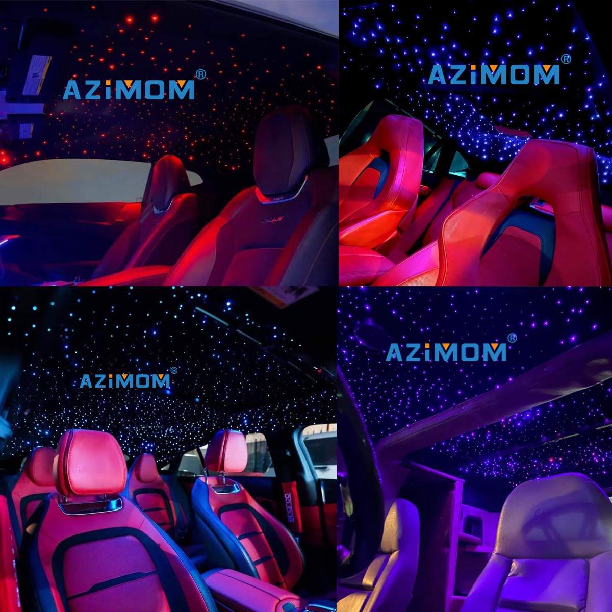 AZIMOM Fiber Optic Starlight Headliner Kit, 900pcs, 0.03in/0.75mm x 9.8ft, Sound Activated, Remote Control, Silver