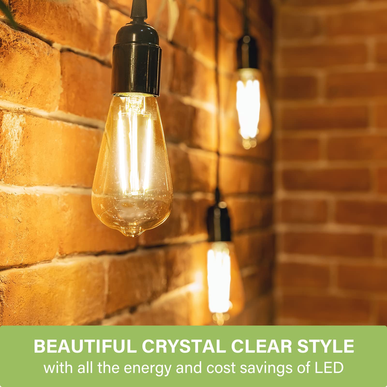 Sigalux Edison Bulbs, E26 Led Bulb St58 Filament Clear Non-Dimmable Vintage Light Bulbs 40W Equivalent 400Lm Soft White 2700K 15