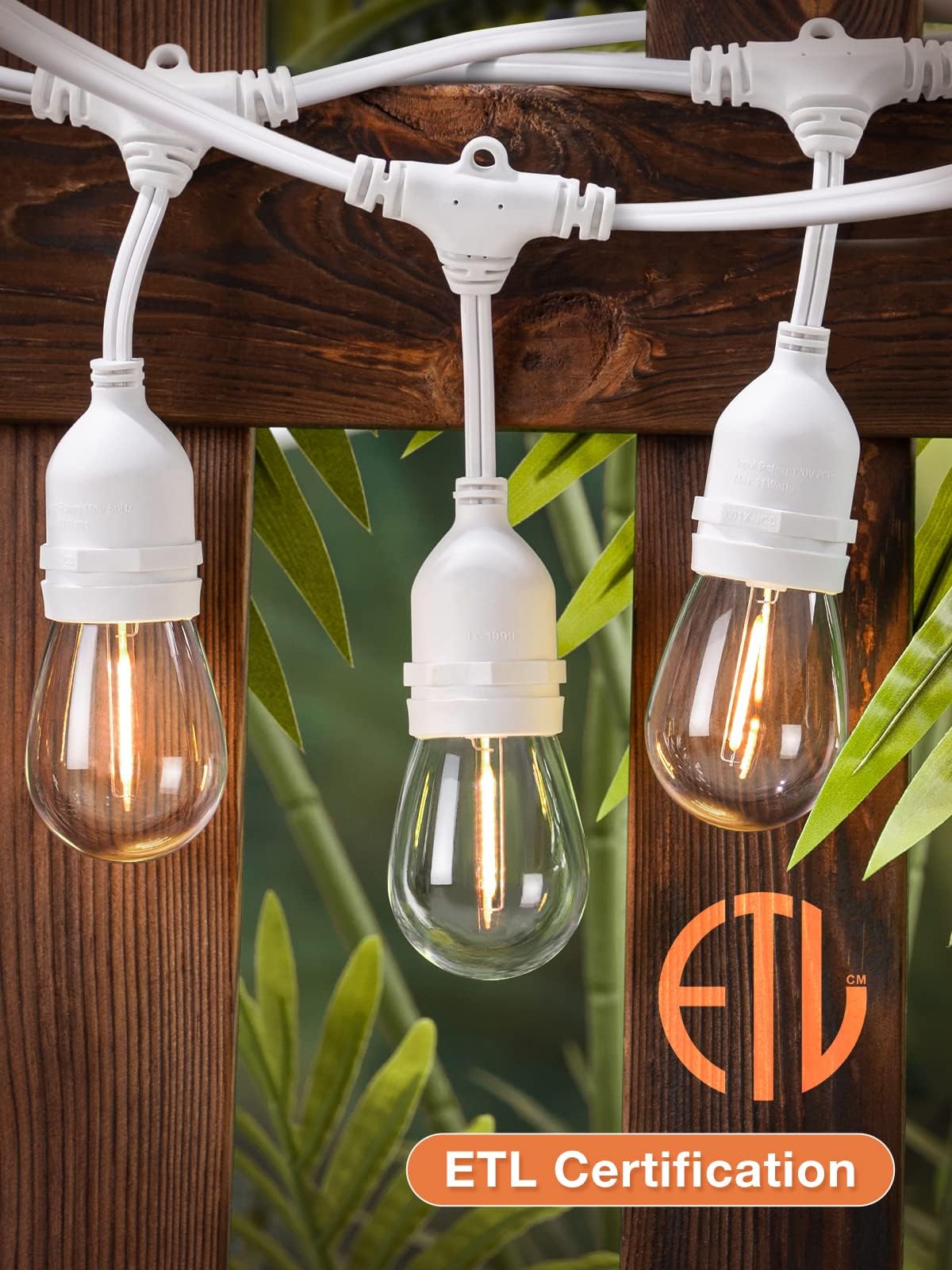 addlon LED Outdoor String Lights 48FT, Dimmable Edison Bulbs, Shatterproof, Weatherproof, White - Commercial Grade Patio & Market Light
