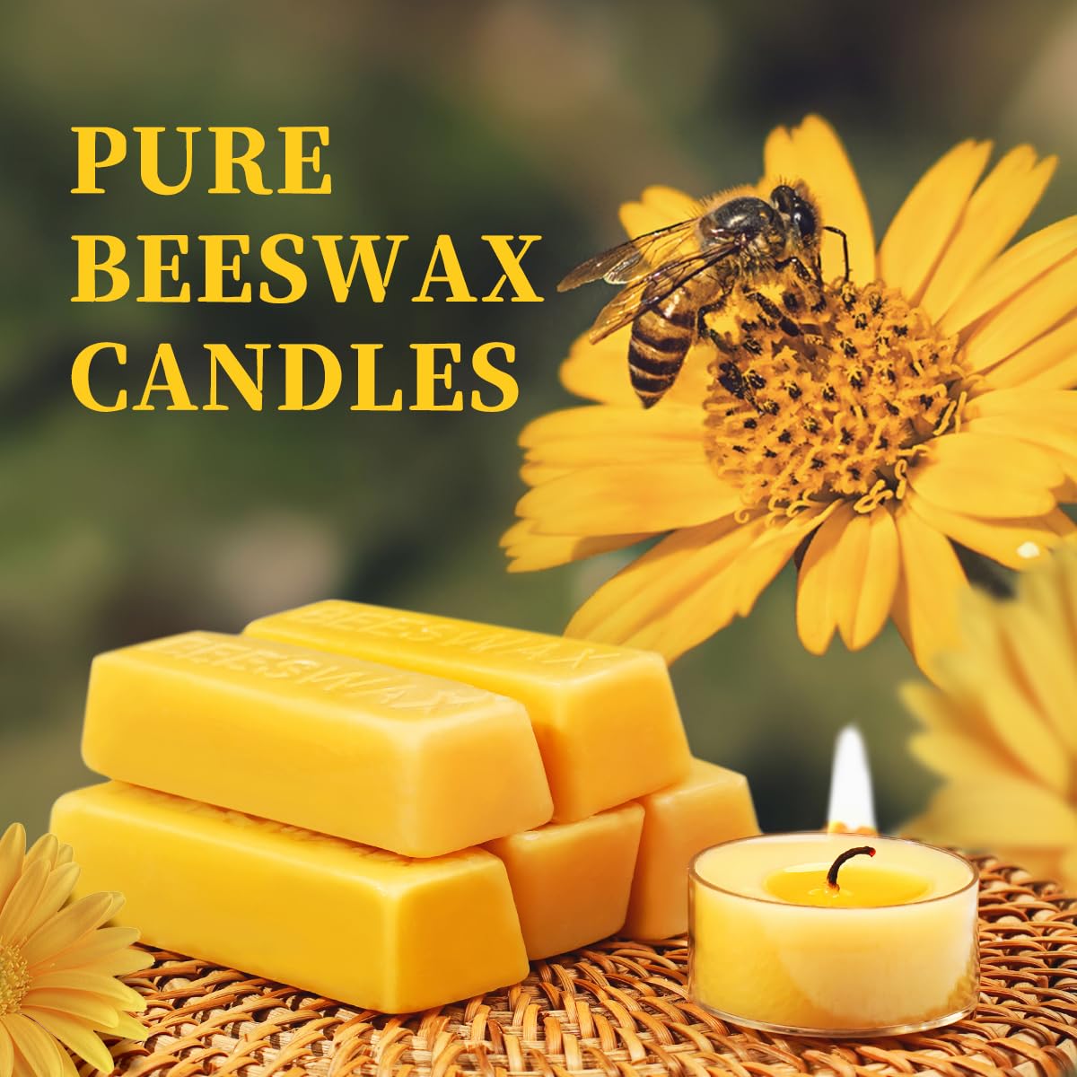 Capaniel 36 Packs Beeswax Tealight Candles- 4 Hour Burn Time Pure Beeswax Candles- Burn Evenly And Clean- Beeswax Candles Bulk Smokeless Beeswax Tea Lights For Relaxing Air Purification