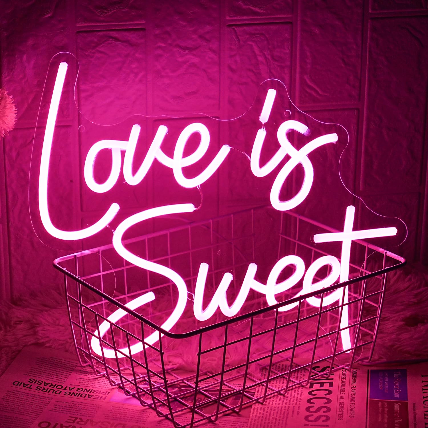 LMSIGNLY Neon Sign - inLove is Sweetin Pink LED Light for Weddings, Bridal Showers, Engagements - 14.5x12.8 inches, Silicone Material