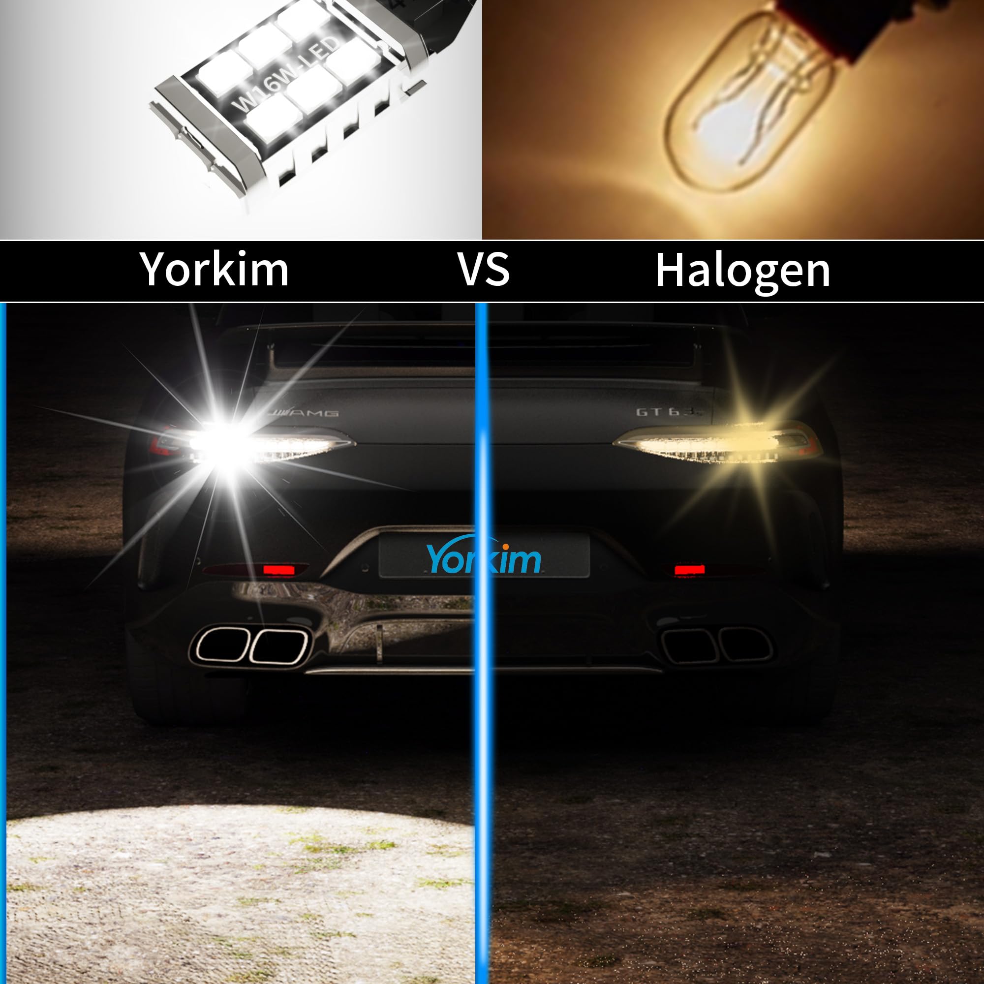 Yorkim 912 921 LED Bulbs, T15 Reverse Backup Light, 6000K White, Pack of 2