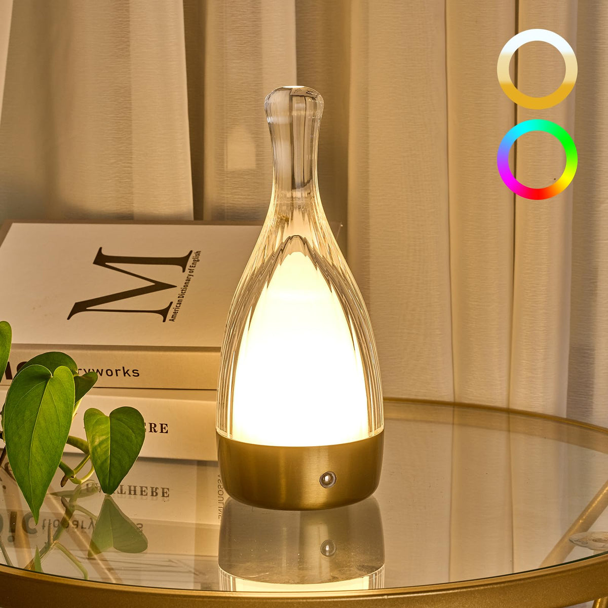 Table Lamp for Bedroom,Small Desk Lamp Dimmable 4 Gears:3000K/4000K/6000K/RGB,4000mAh Rechargeable Battery bedside lamps, LED Co
