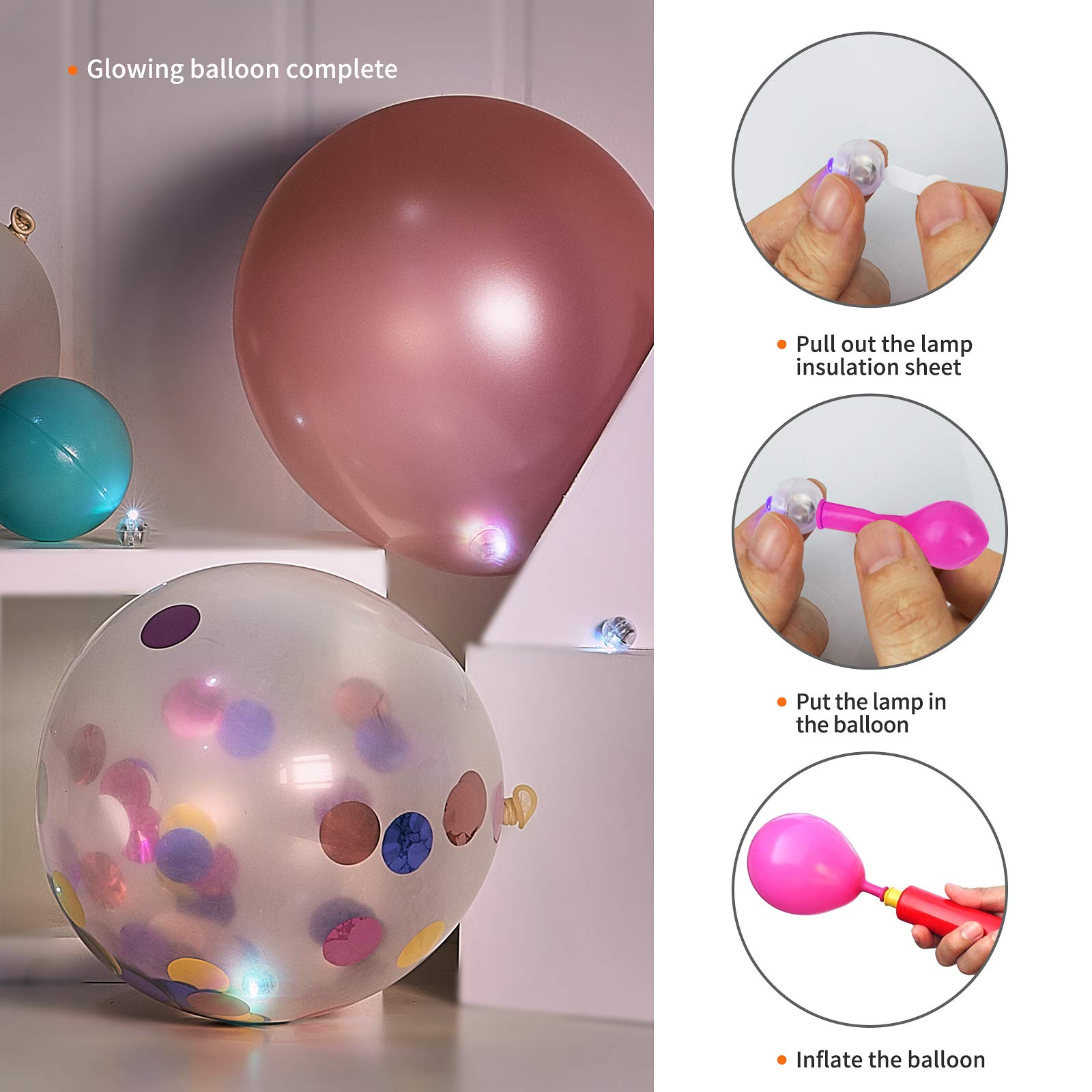Aogist 100Pcs Balloon Lights,Long Standby Time Waterproof Twinkle Mini Light,Battery Powered,Round Led Ball Lamp For Balloon Paper Lantern Party Wedding Christmas Halloween Decorative,10 Colors Flash
