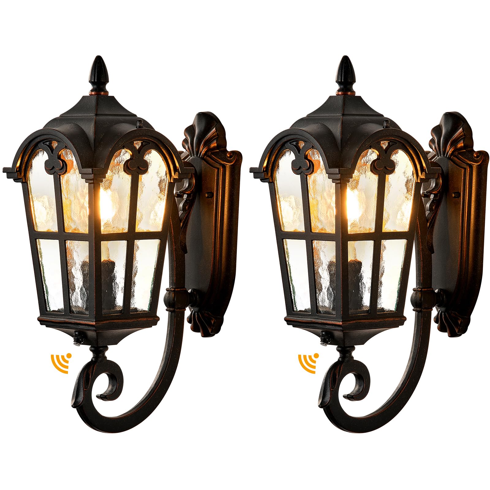 Vianis Exterior Lighting Fixtures Dusk To Dawn  Vintage Oil Rubbed Bronze Front Porch Lights With Gold Trim  Waterproof And Anti-Rust Outdoor Wall Light Fixtures For House  Porch  Garden  Doorway