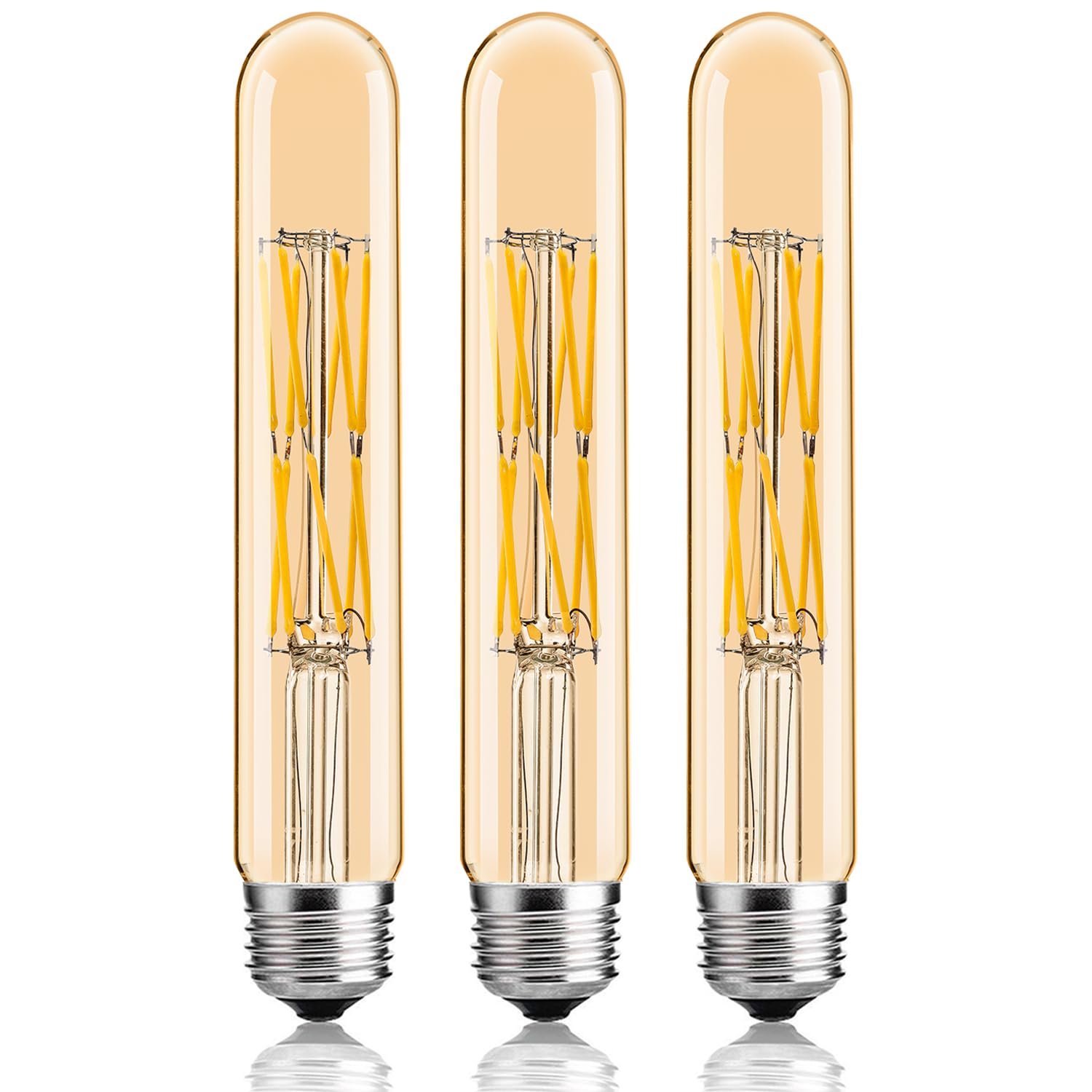 Leools T10 Led Bulbs,12W Dimmable Tubular Led Bulb,100 Watt Equivalent Edison Style Vintage Led Filament Light Bulb,Amber Glass,
