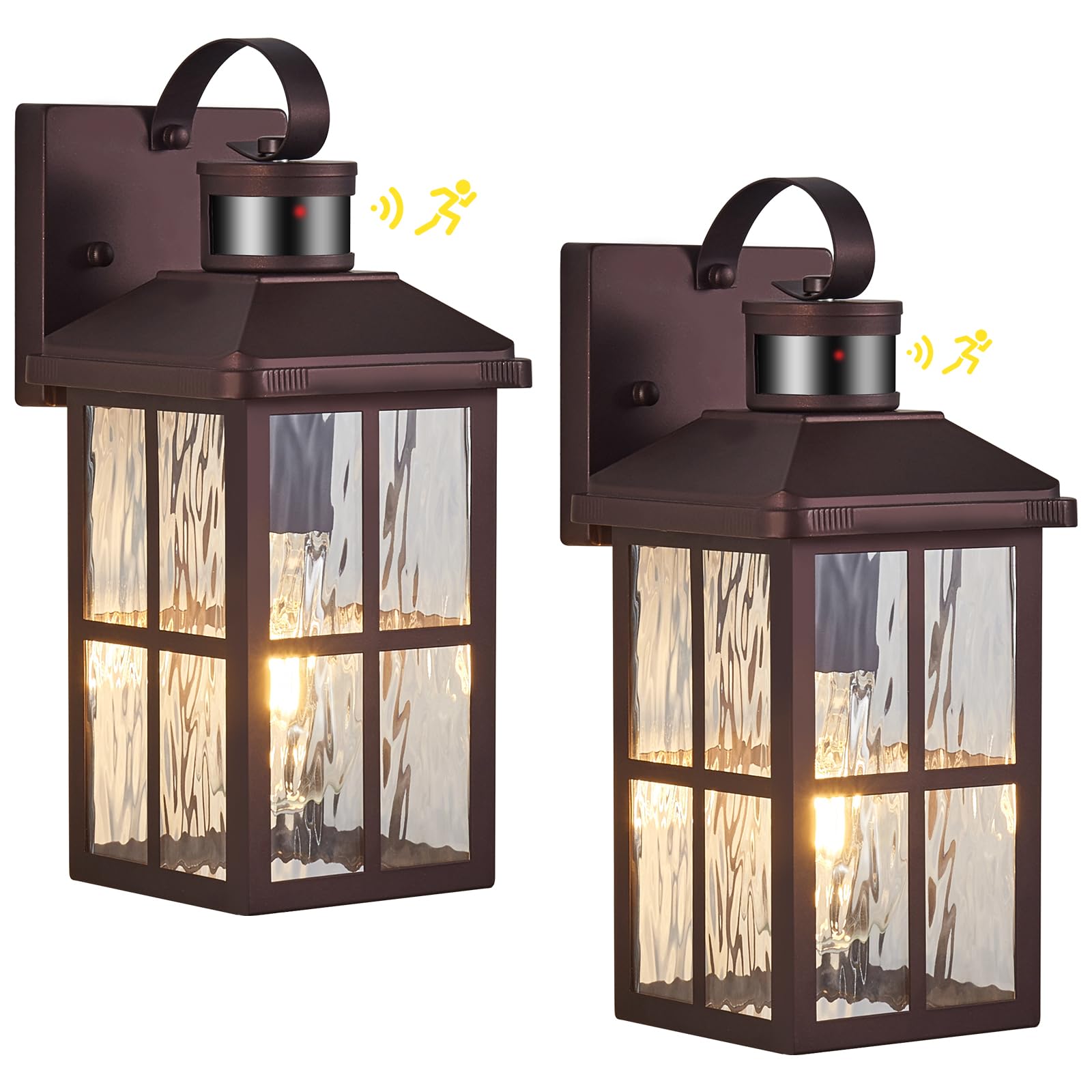 2 Pack Motion Sensor Porch Light Dusk to Dawn Outdoor Wall Light Bronze Exterior Lighting Fixtures Modern Outside Wall Mount Coa