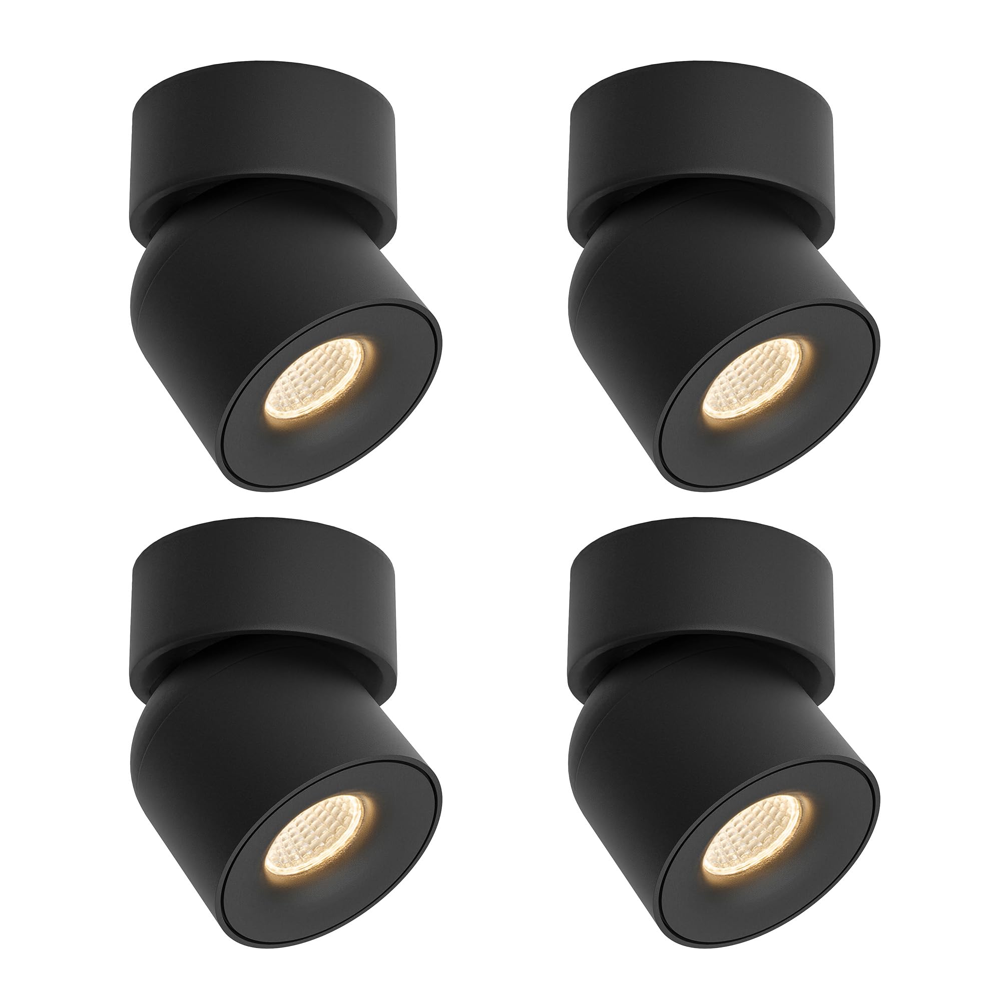 Aisilan LED Dimmable Ceiling Spotlight 7W 3000K Aluminum Black 4-Pack MS052a