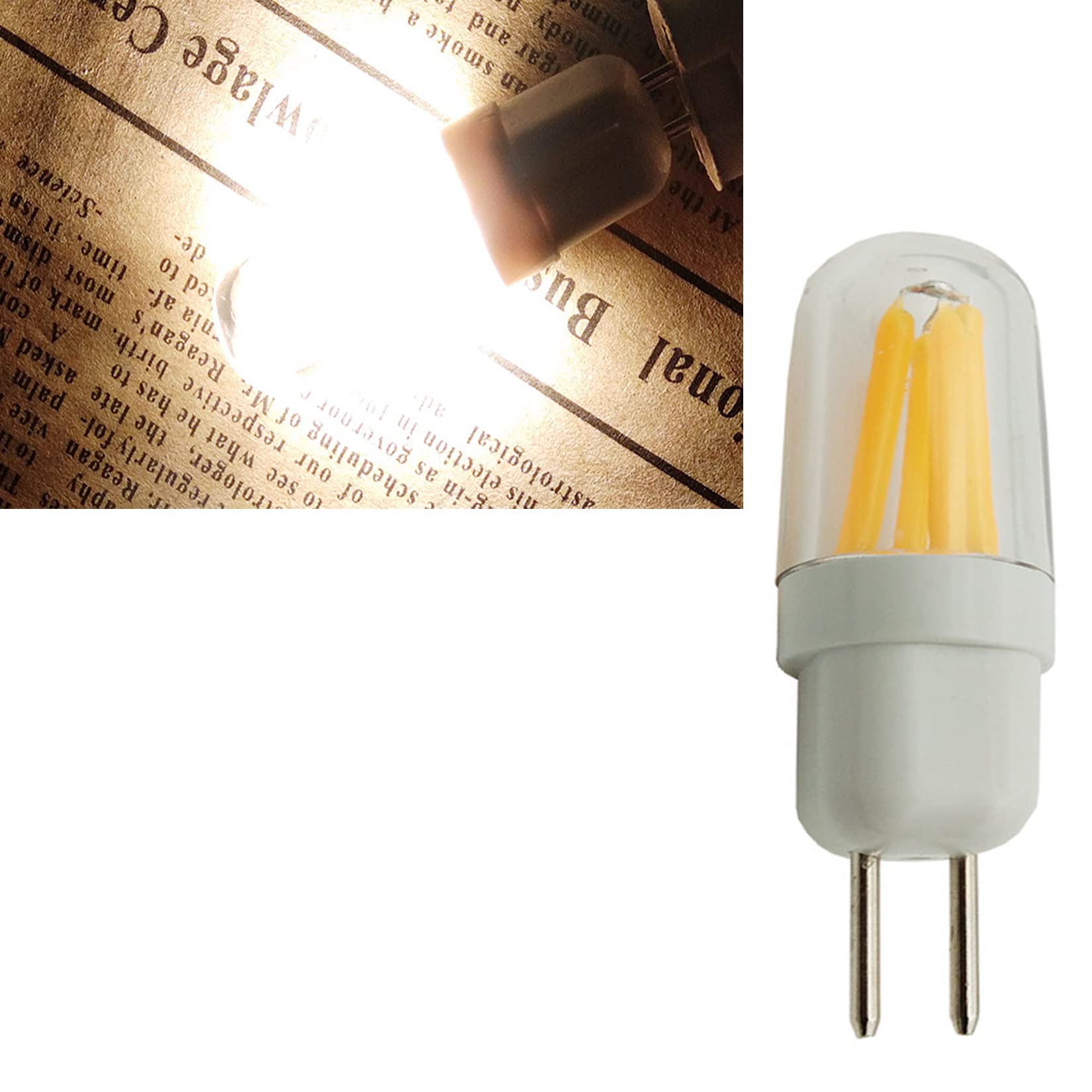 YDJoo G5.3 LED Light Bulb 6 Pack, Warm White, Dimmable, 3 Watt, Bi-Pin Base, Clear Lens Replacement for Candle Warmers, Ovens