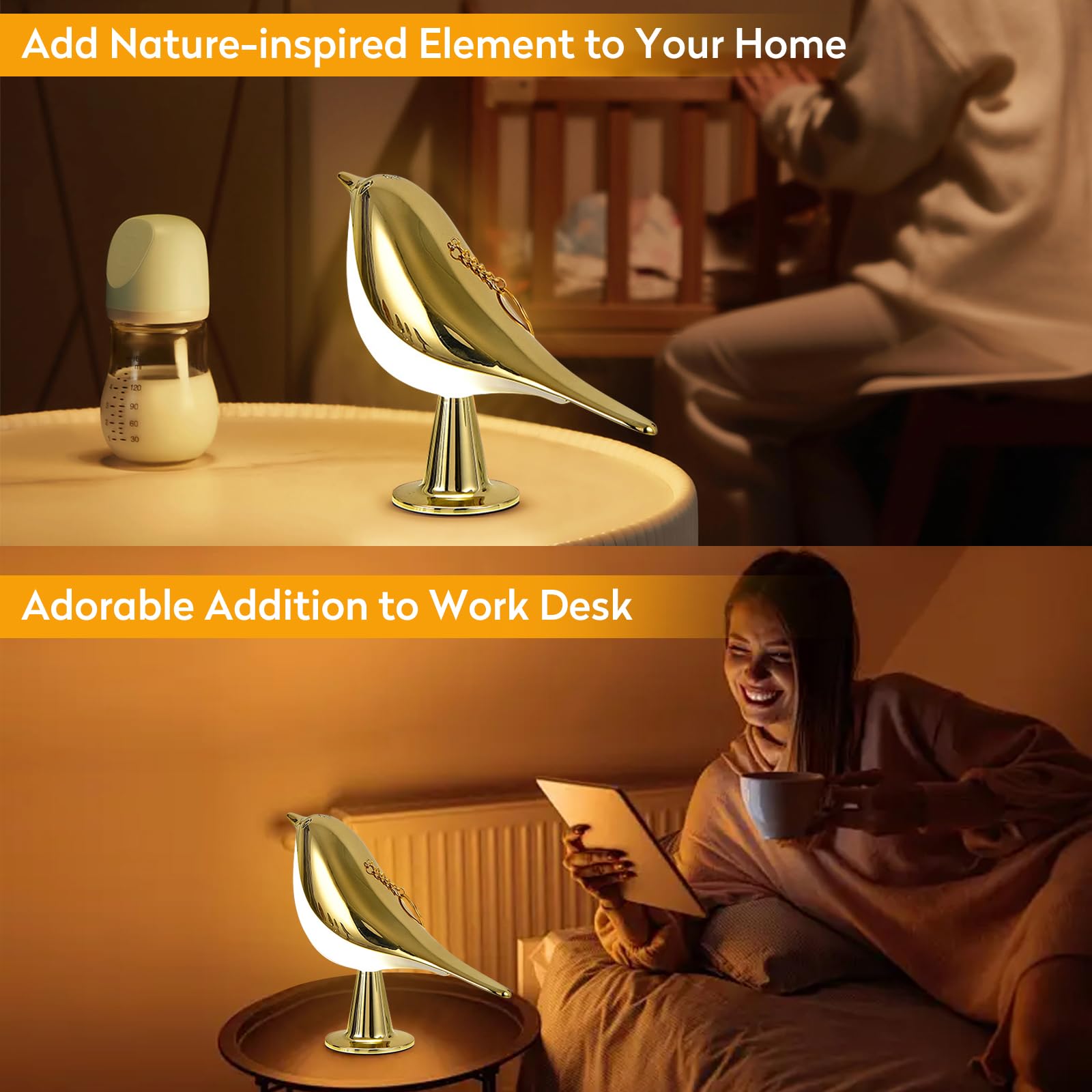 Hogxuae Small Cordless Lamp, Small Bedside Table Lamp Touch Sensor, Bedside Gifts, 3 Level Brightness, Rechargeable Desk Lamp Fo