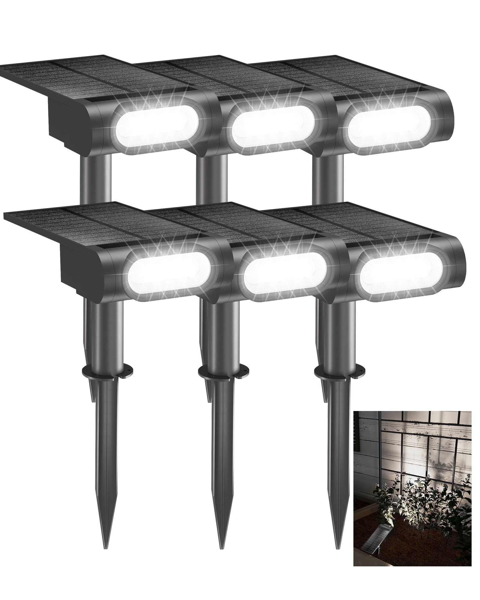 Ezvalo Solar Spot Lights Outdoor Waterproof Ip67  3 Lighting Modes Landscape Spotlights  Efficient King-Size Leds  Solar Powered For Garden Yard Pathway (6Pack  Cool White)