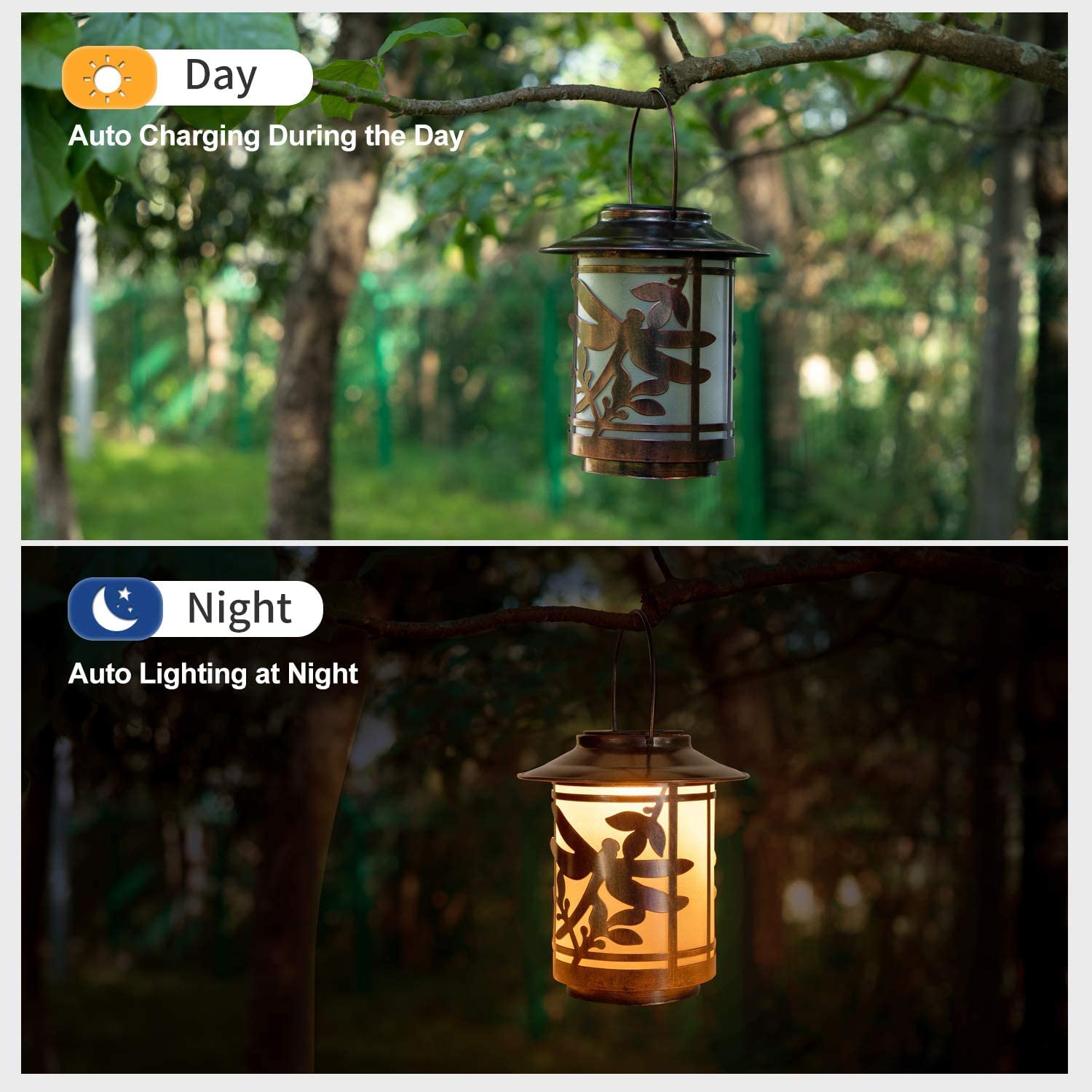 Pearlstar Solar Lantern Lights Outdoor, Dragonfly Waterproof Metal Hanging Solar Lights Decorative For Garden, Patio, Courtyard