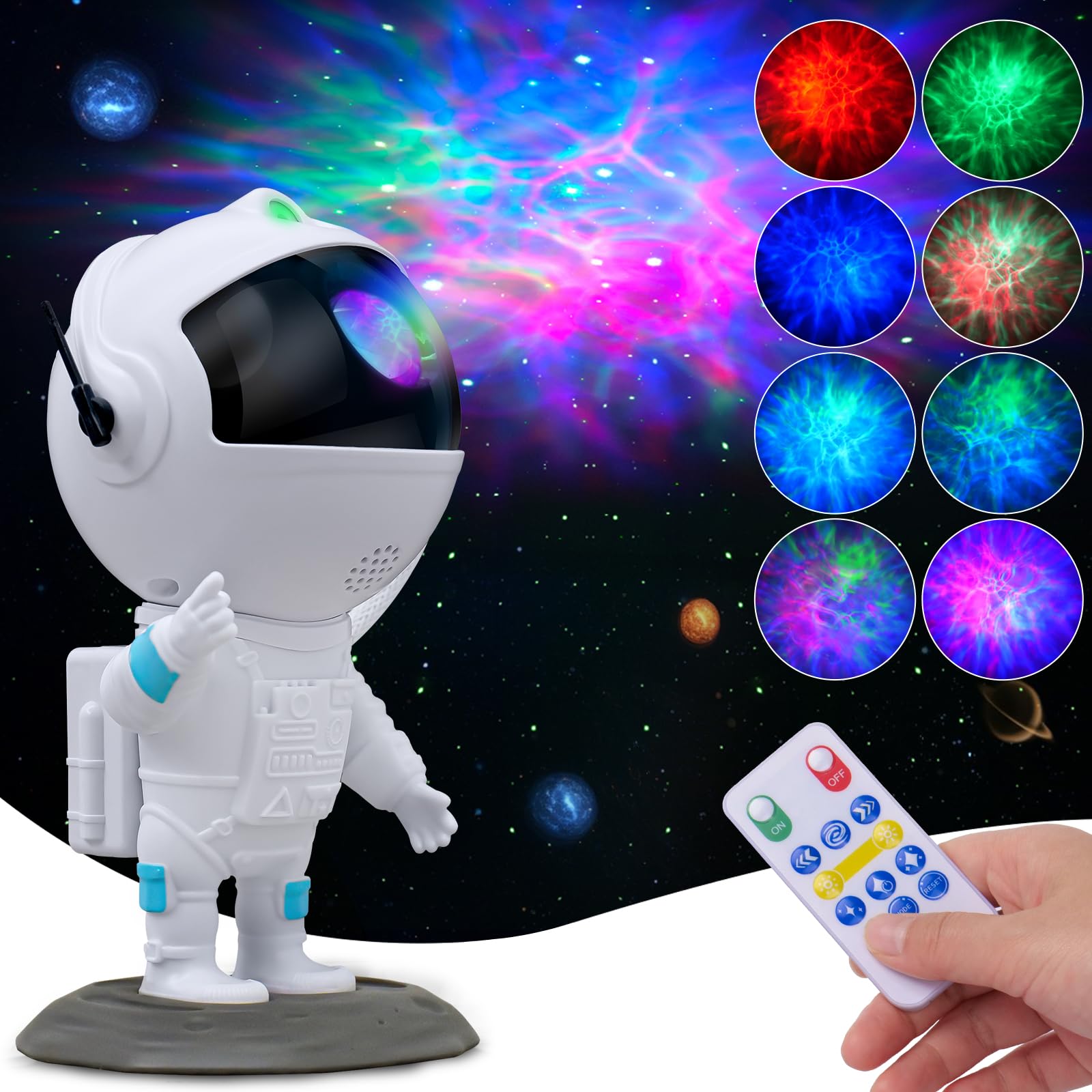 Astronaut Galaxy Projector, Star Projector, Astronaut Light Projector with 8 Colors LED Nebula, Starry Night Light Projector wit