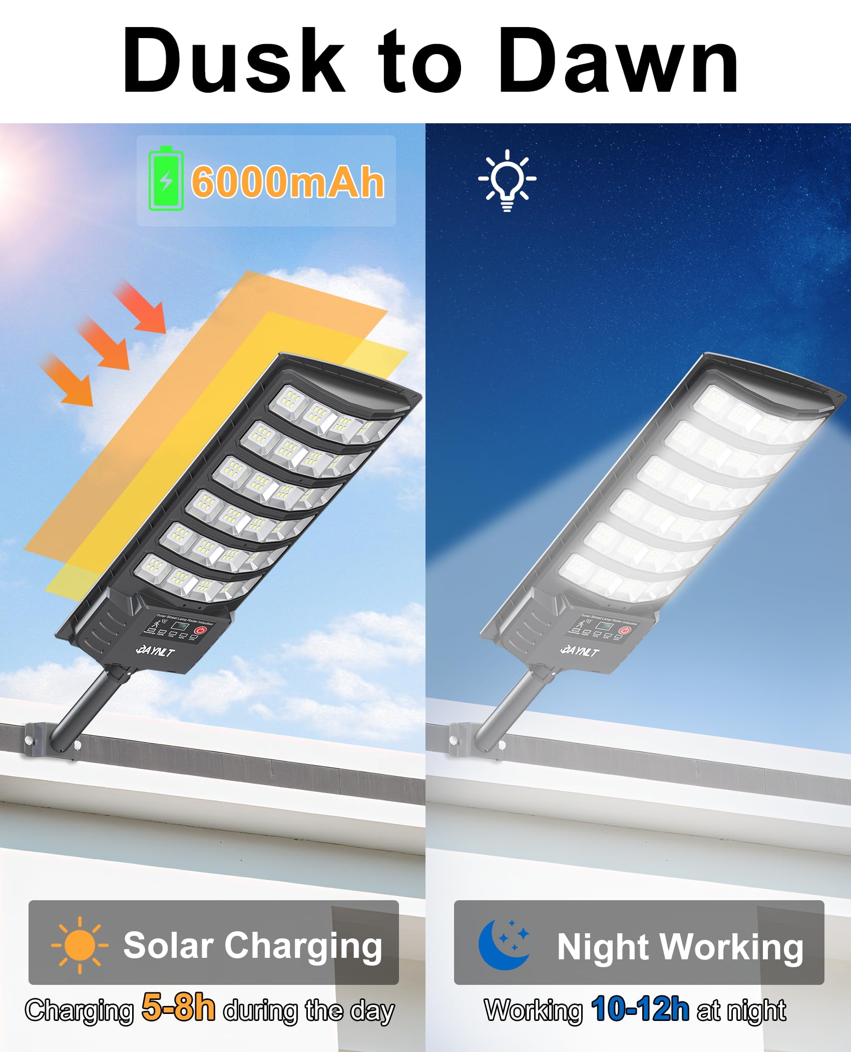 Jaynlt Solar Lights Outdoor  5 Lighting Modes Solar Flood Security Light With Motion Sensor & Dusk To Dawn&Remote  7000K Street Lamps For Yard  Entryway Garage - 2Pack