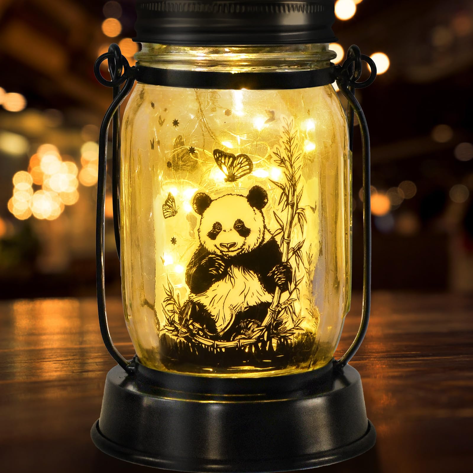 Panda Gifts For Women/Men/Kids Panda Solar Lanterns Mom Grandma Birthday Present Lantern Memorial Lights Solar Garden Decoration