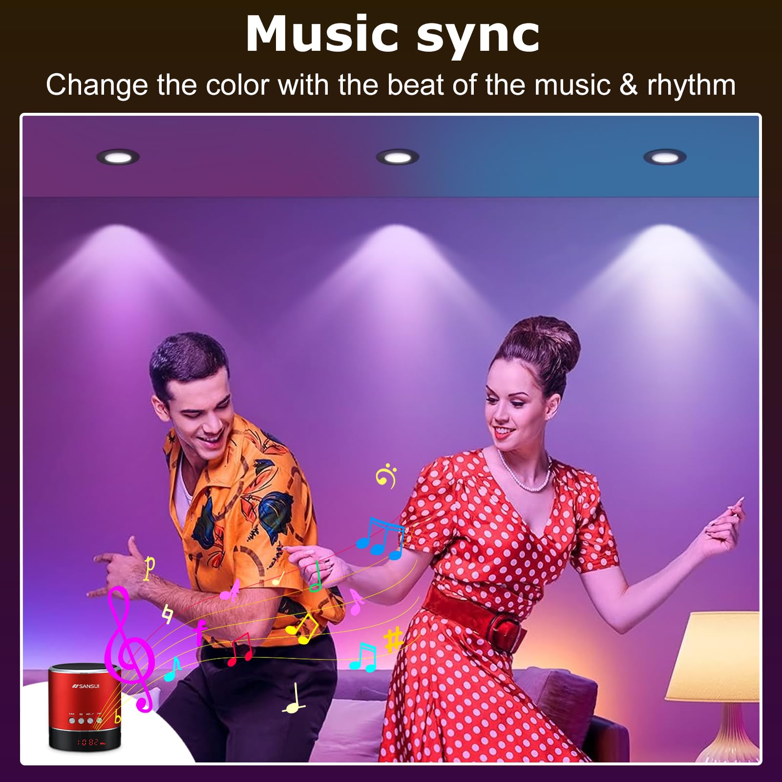 Lightingwill 2 Inch Recessed Lighting  Smart Wifi Led Downlight  5W Led Ceiling Light Compatible With Alexa/Google Assistant  Dimmable Rgb & 2700K-6500K  120V With Driver  Black Trim (4 Pack)