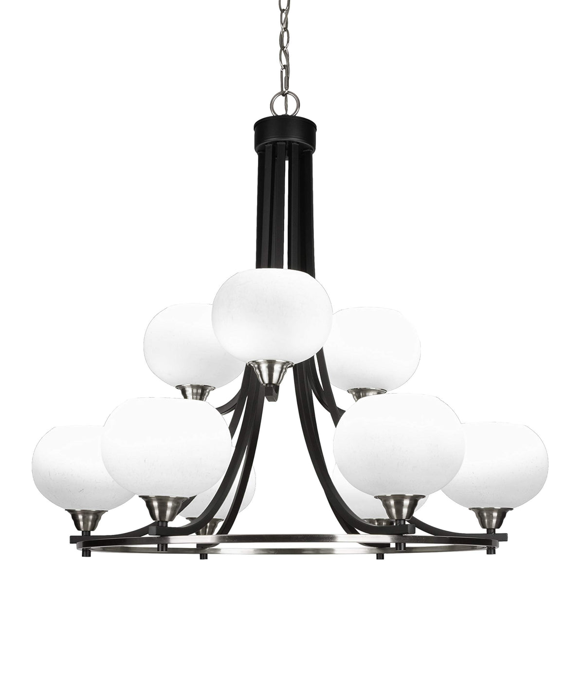 Toltec Lighting Paramount 9 Light Chandelier In Matte Black & Brushed Nickel (3409-Mbbn-212)