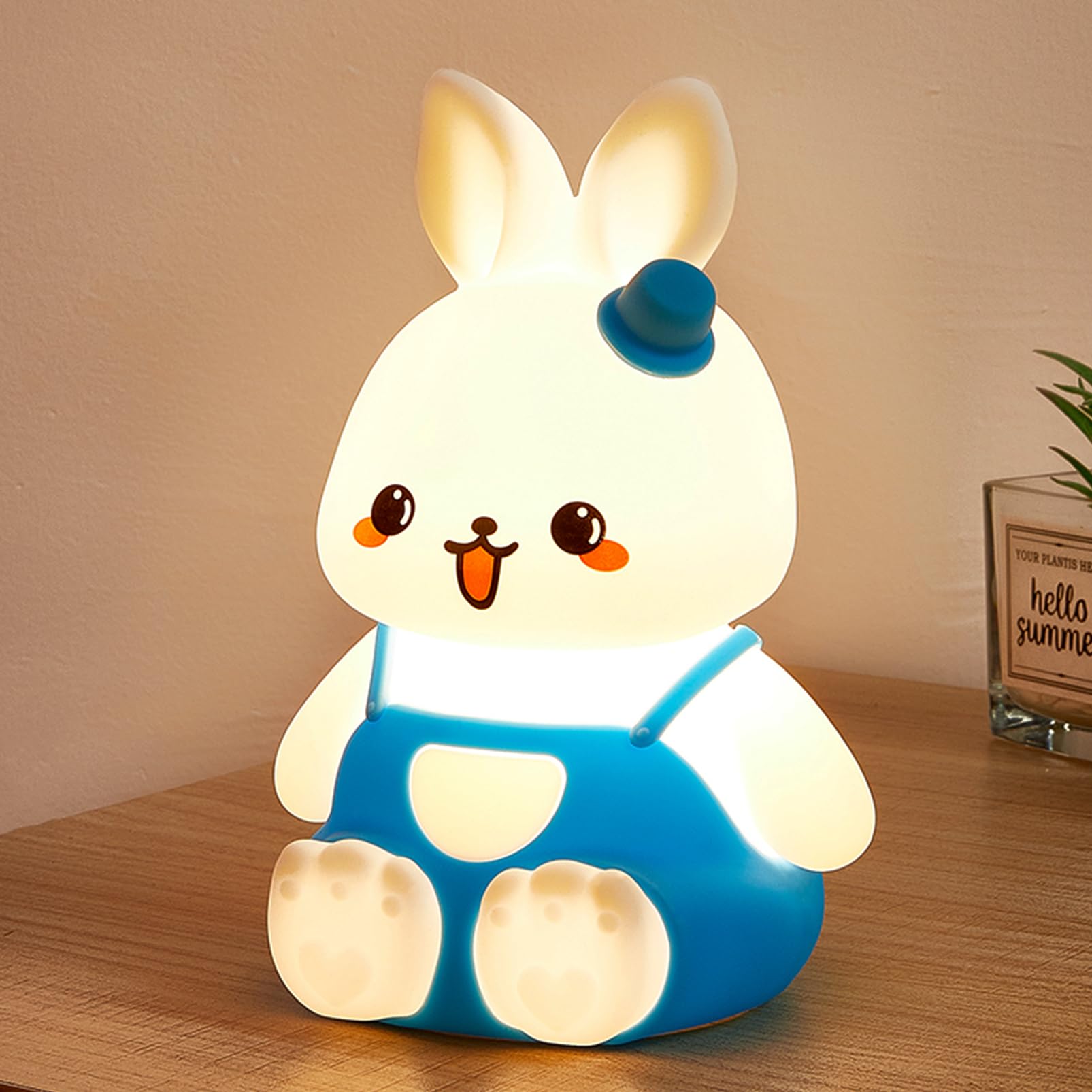 Smoorita Night Light For Kids Bunny Lamp,Cute Night Light For Girls,Rechargeable Baby Nursery Night Light Toddler Nightlight For Bedroom, Cute Gifts Animal Bunny Kids Lamp Kawaii Room Decor