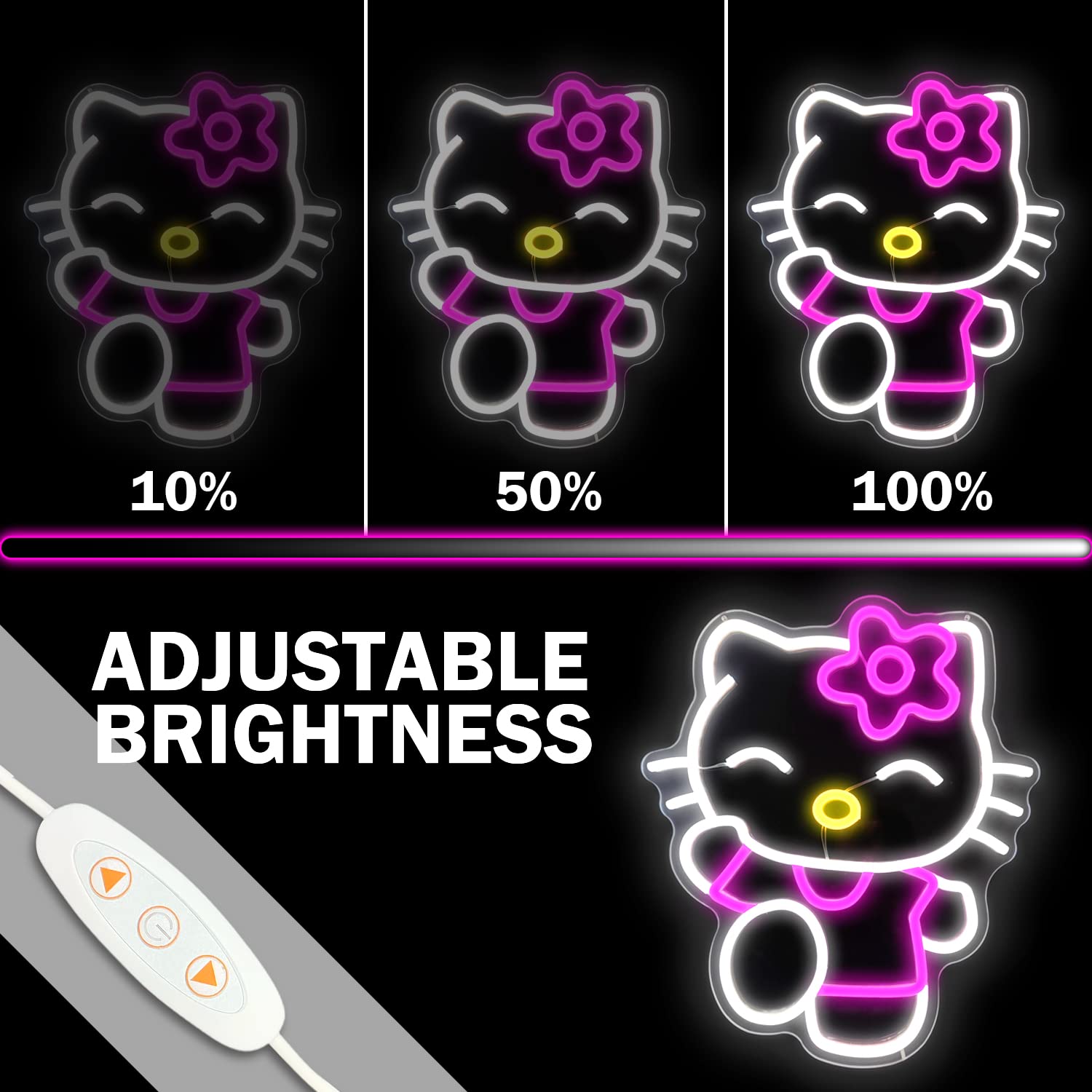 Cheunyar Neon Sign - Dimmable Kitty Decor Light, 14.7inx12.5in, Colorful Acrylic, Ideal for Girls Room, Birthday Gift