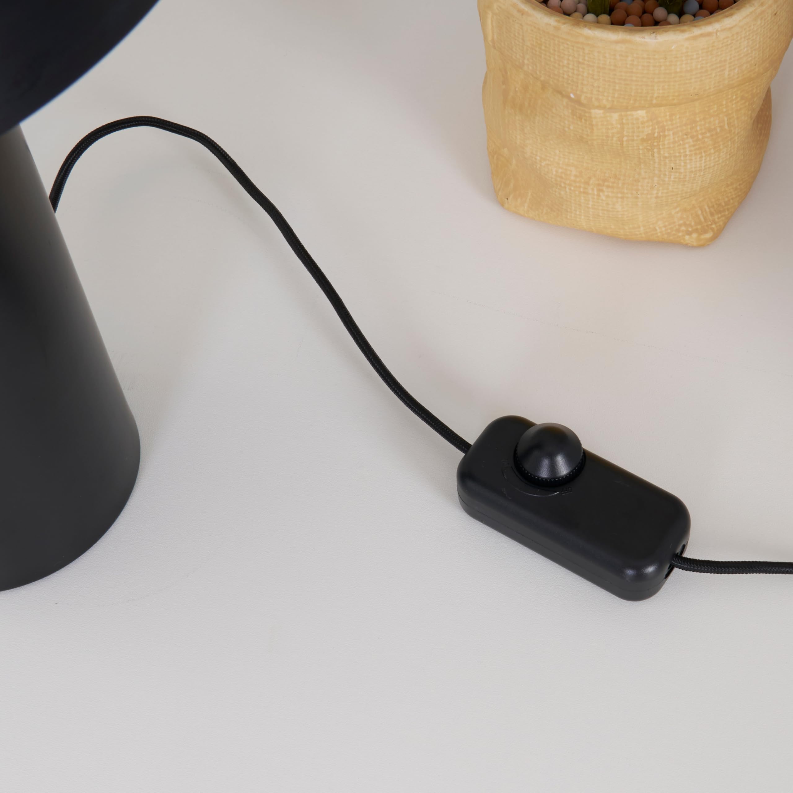 Brightech Venus 14 Globe Table Lamp - Modern Mid-Century Lamp With Golden Metal Shade - Nightstand  Bedside  Desk & Accent Table Lighting For Bedroom  Living Room & Office D?Cor - Black