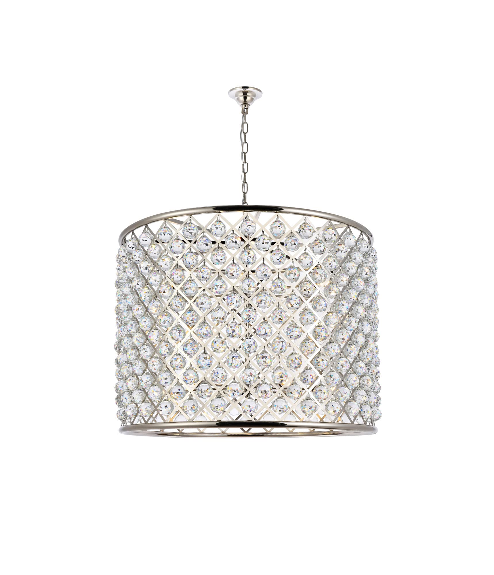 Elegant Lighting Madison Collection 1206D35PN/RC 12-Light Pendant Lamp with Royal Cut Crystals, Polished Nickel Finish