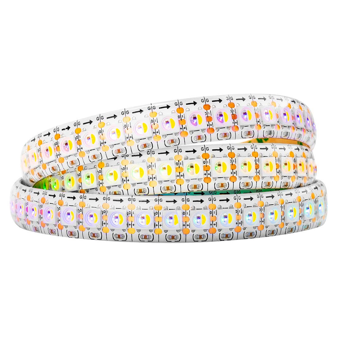 BTF-LIGHTING RGBW LED Strip, SK6812, 3.3ft, 144 LEDs, IP65, White PCB, RGB + Natural White