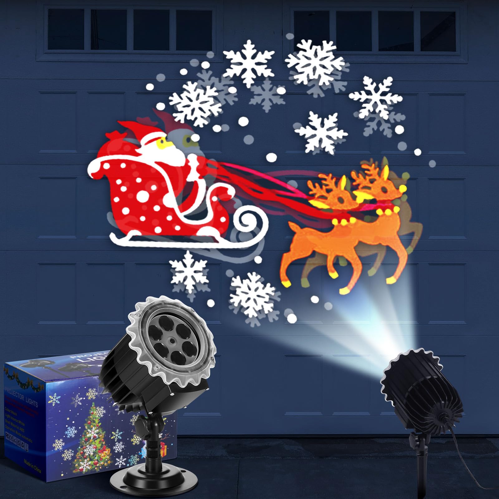 Lingvee Holiday Projector Light With Slides Led Projector Lights Outdoor Reflectors Waterproof Landscape Decorative Lighting Projection Lamp For Party(Santa Claus)